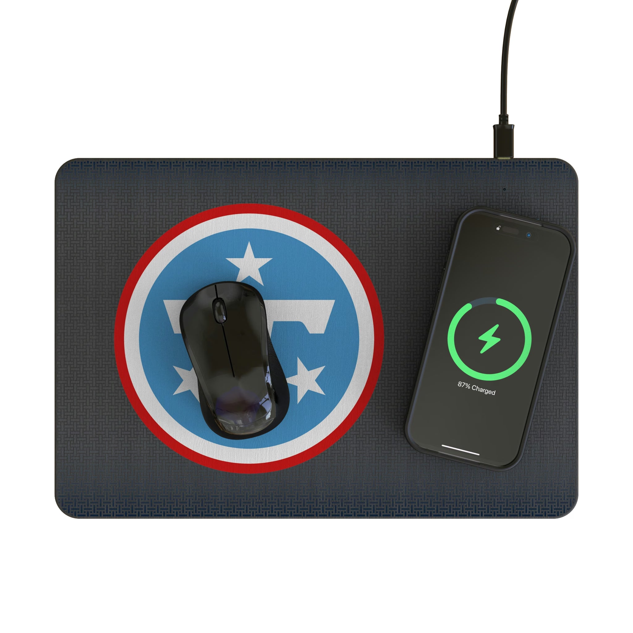 Tennessee Titans Linen 15-Watt Wireless Charger and Mouse Pad - Lifestyle