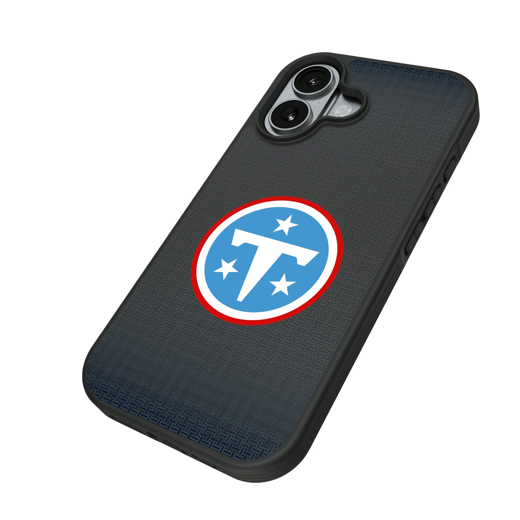 Tennessee Titans Linen iPhone Bump Phone Case for Apple iPhone - Isometric View#Device_iPhone 17