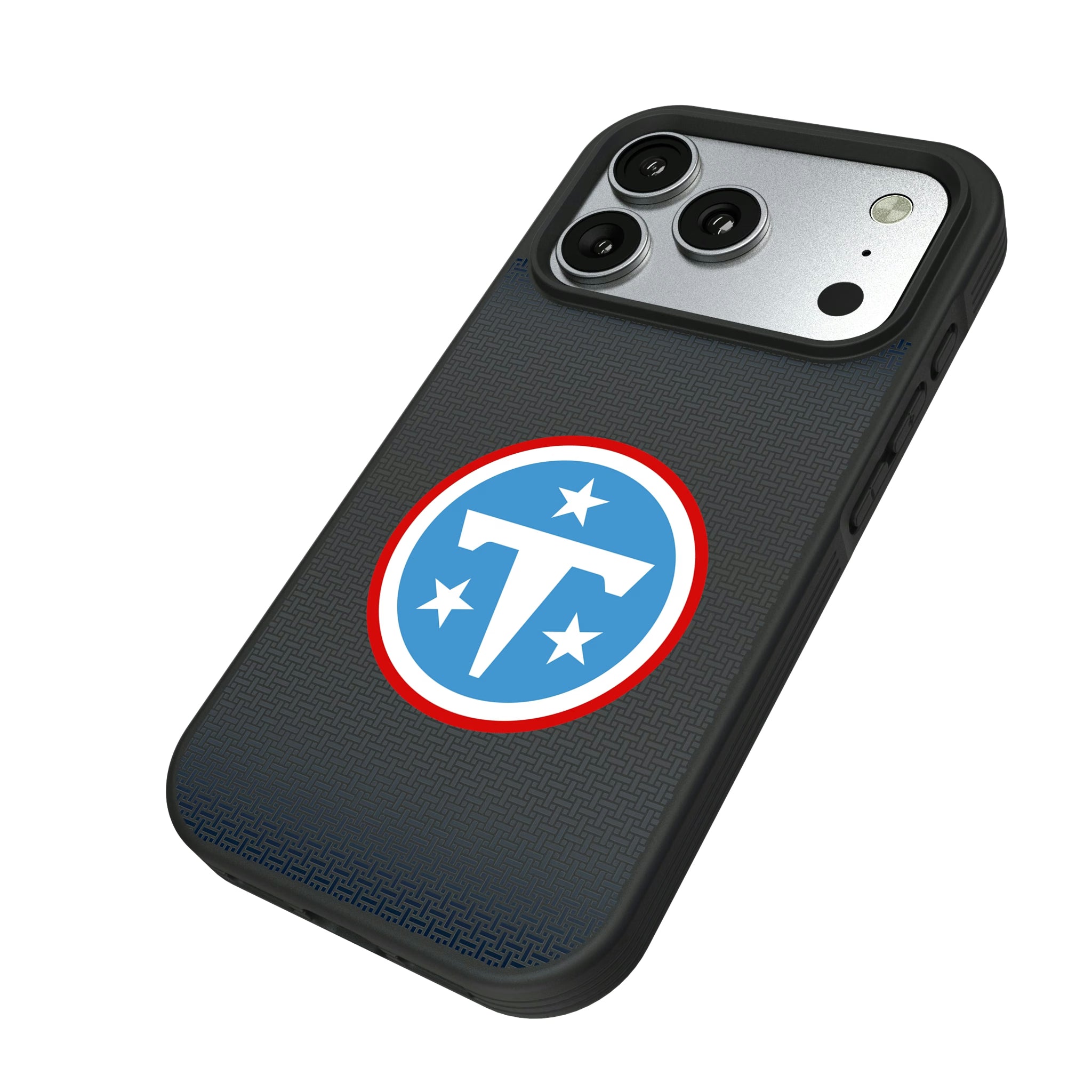 Tennessee Titans Linen iPhone Bump Phone Case for Apple iPhone - Isometric View#Device_iPhone 17 Pro