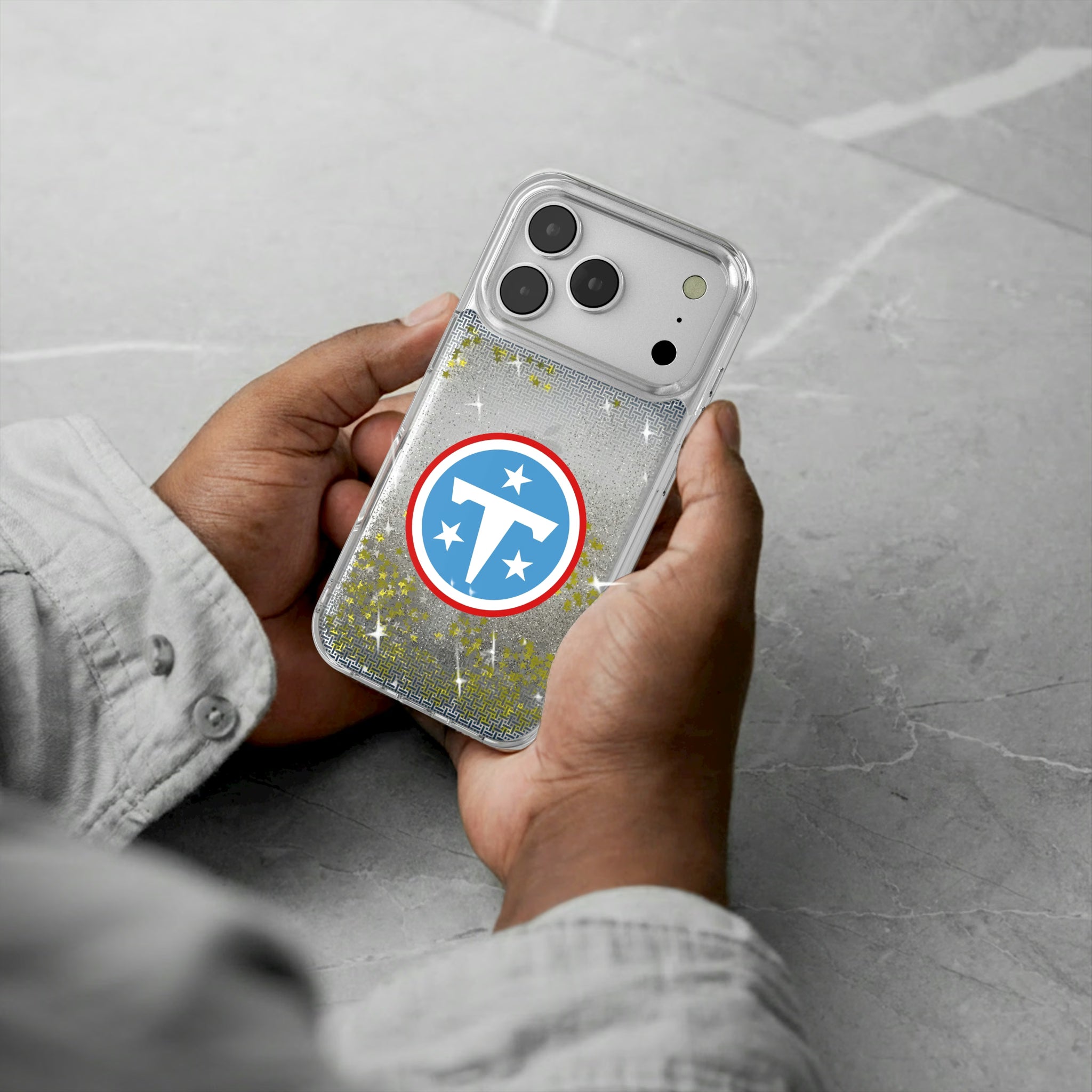 Tennessee Titans Linen iPhone Glitter Phone Case for Apple iPhone - Lifestyle