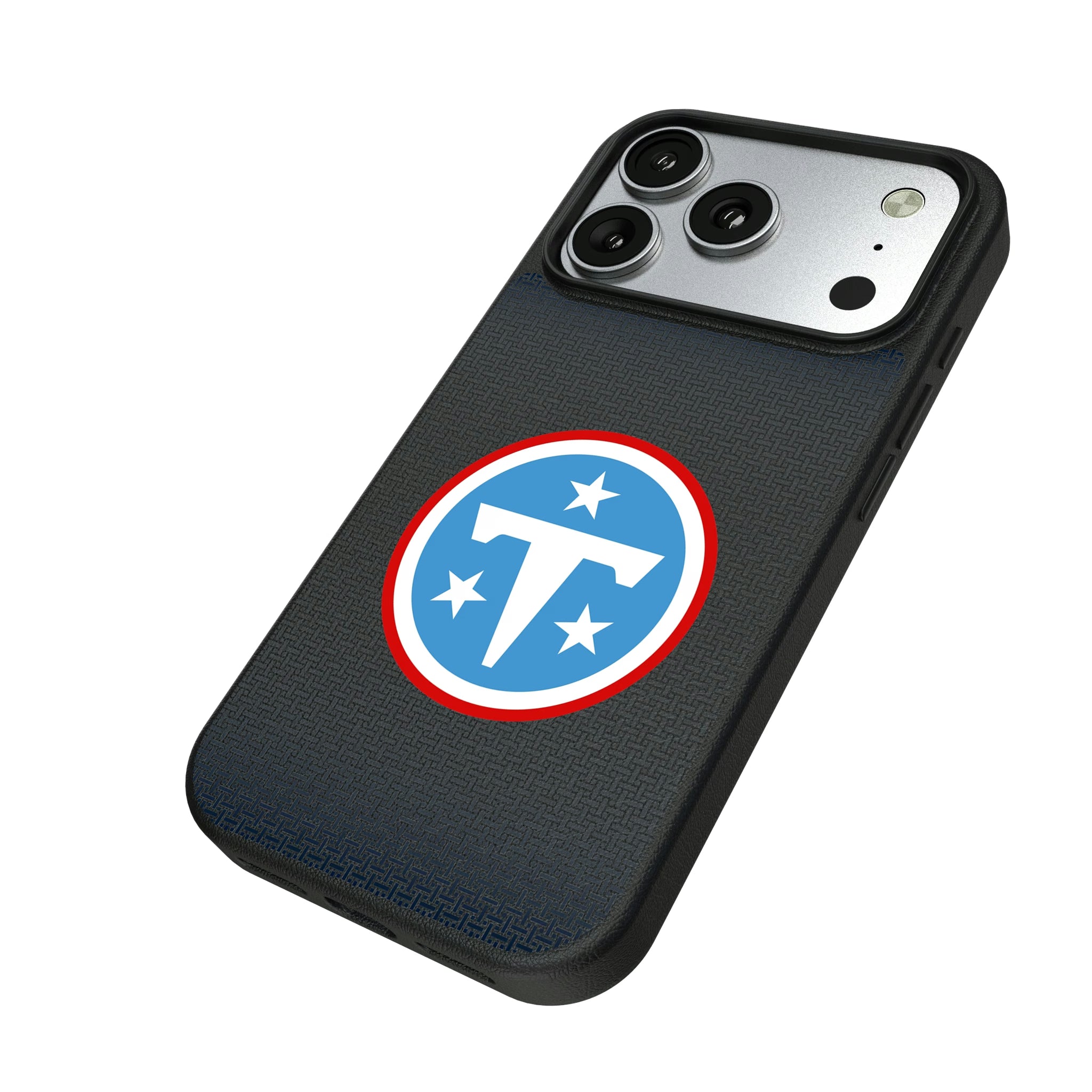 Tennessee Titans Linen iPhone MagSafe Compatible Phone Case for Apple iPhone - Isometric View#Device_iPhone 17 Pro