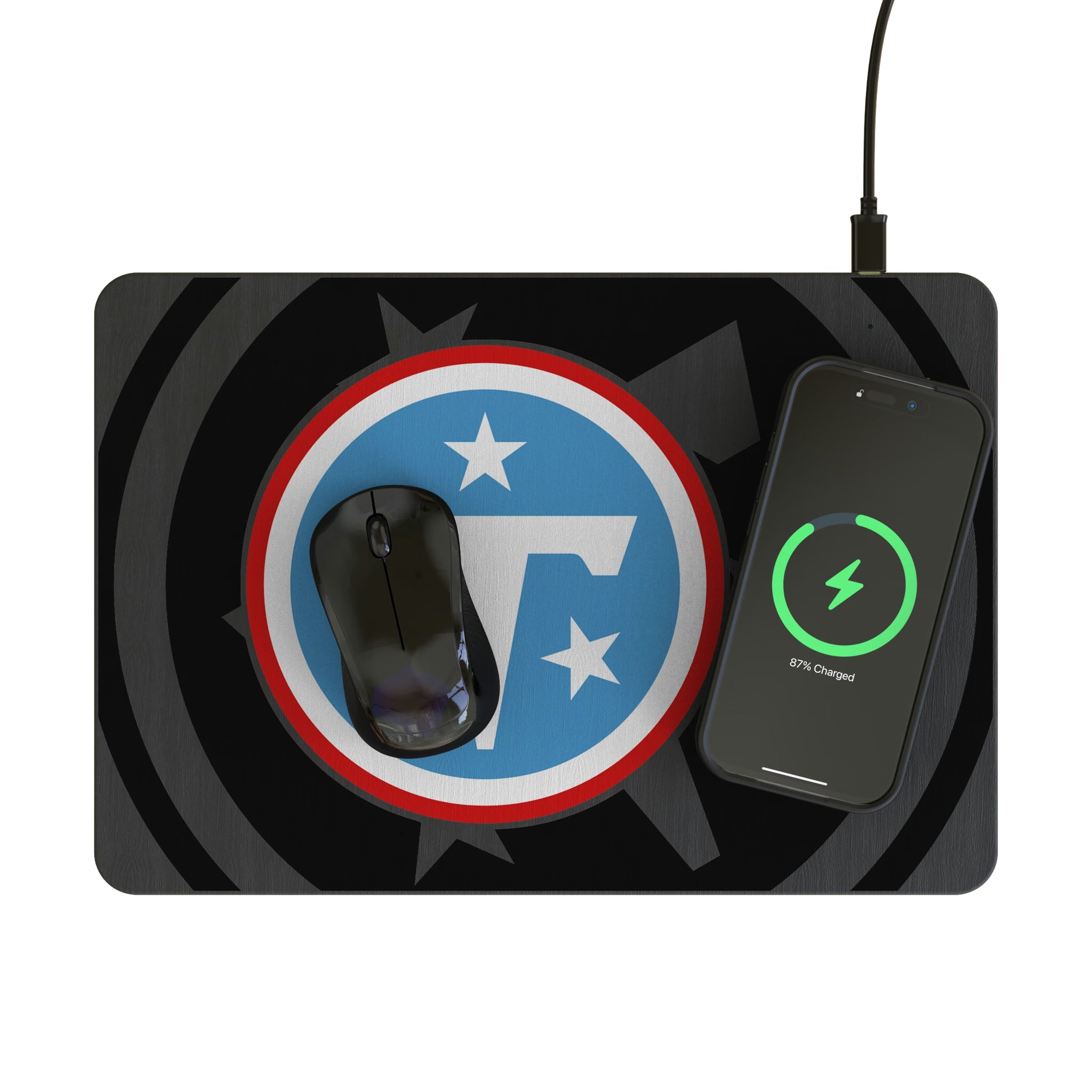 Tennessee Titans Monocolor Tilt 15-Watt Wireless Charger and Mouse Pad - Lifestyle