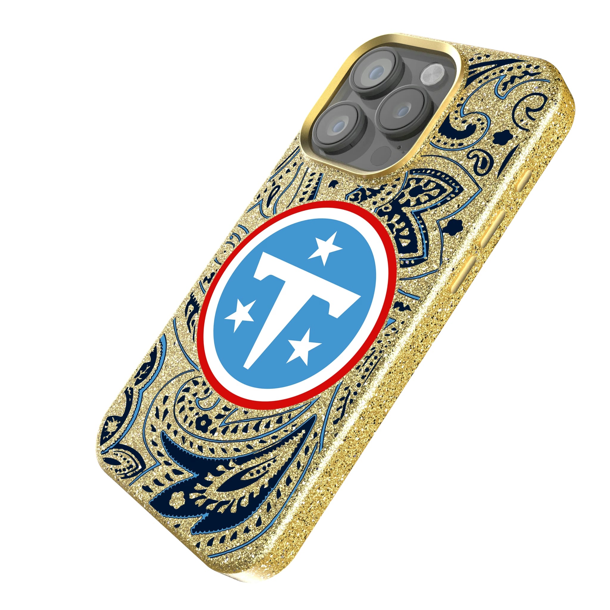 Tennessee Titans Paisley iPhone Bling Phone Case for Apple iPhone - Isometric View