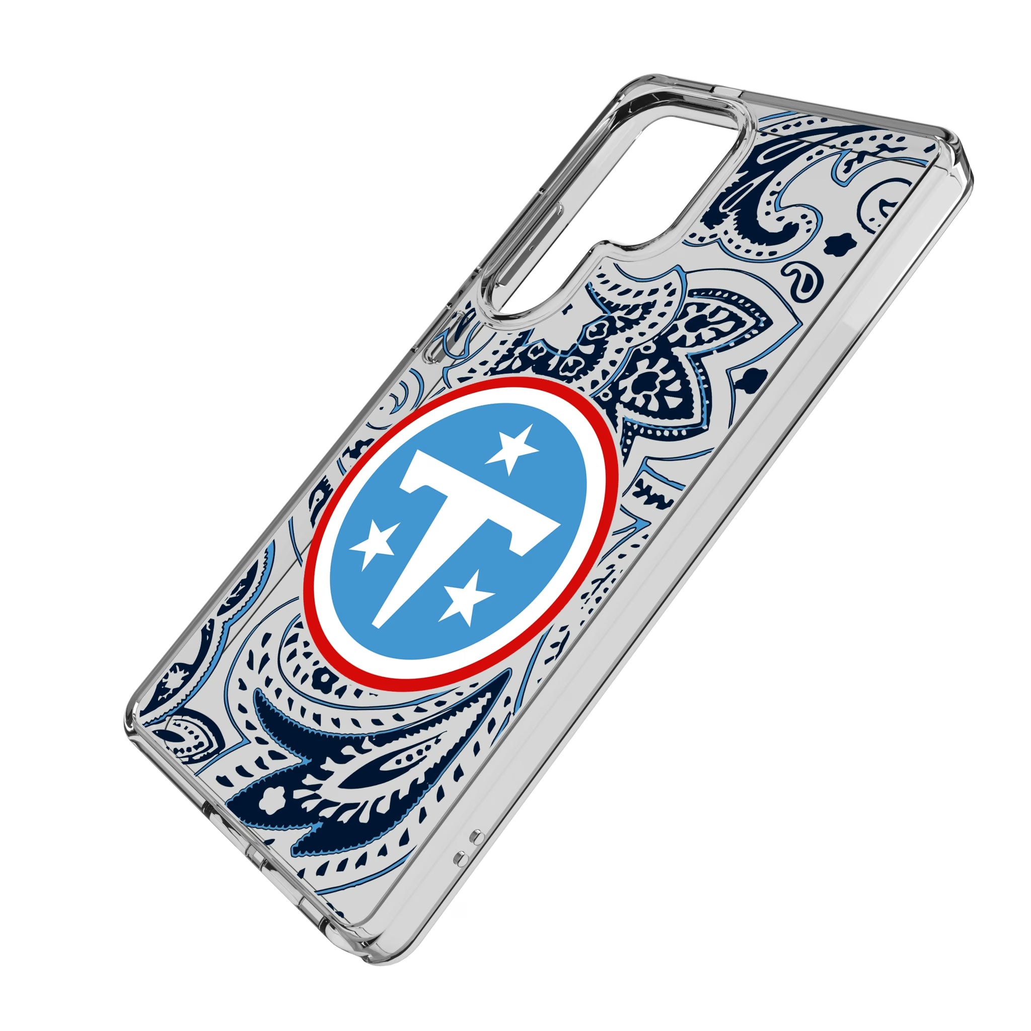 Tennessee Titans Paisley Galaxy Clear Phone Case for Samsung Galaxy - Isometric View