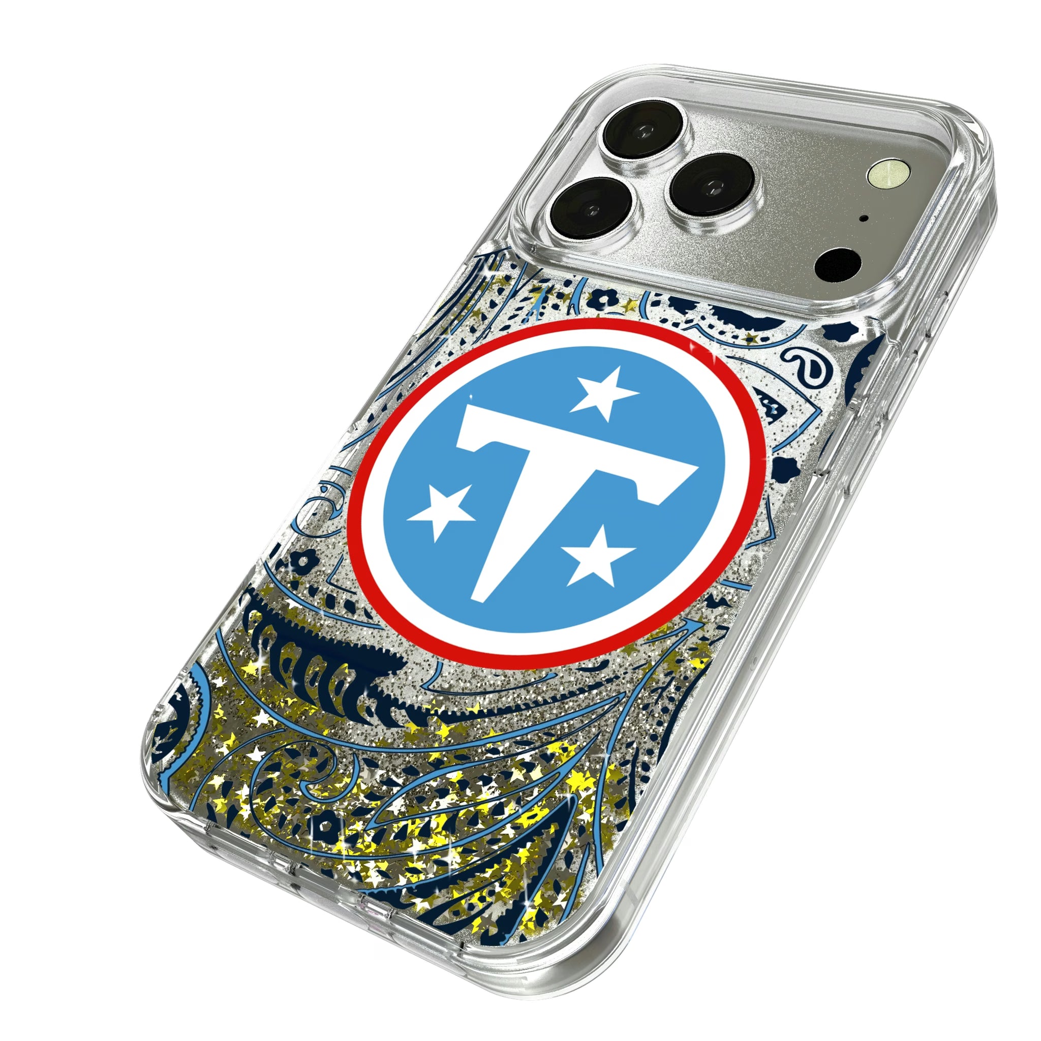 Tennessee Titans Paisley iPhone Glitter Phone Case for Apple iPhone - Isometric View
