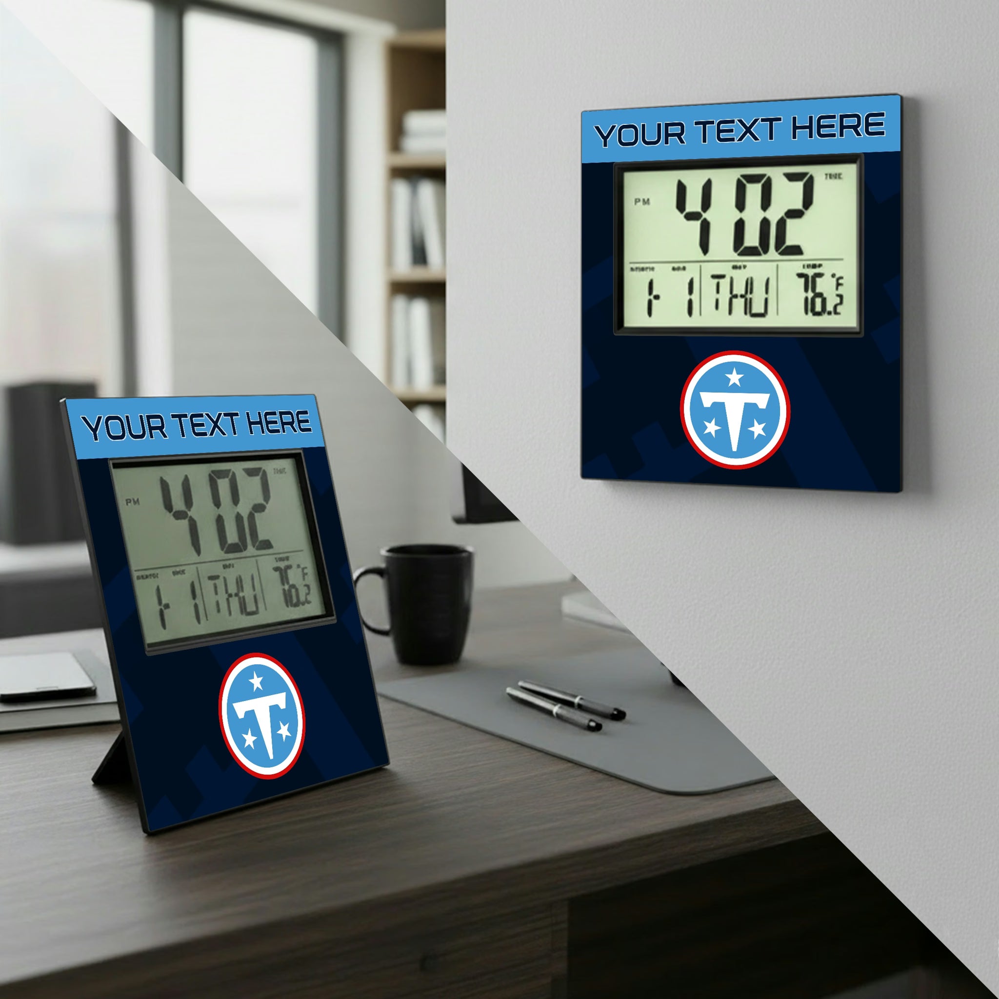 Tennessee Titans Personalized Color Block Wall Clock - Lifestyle