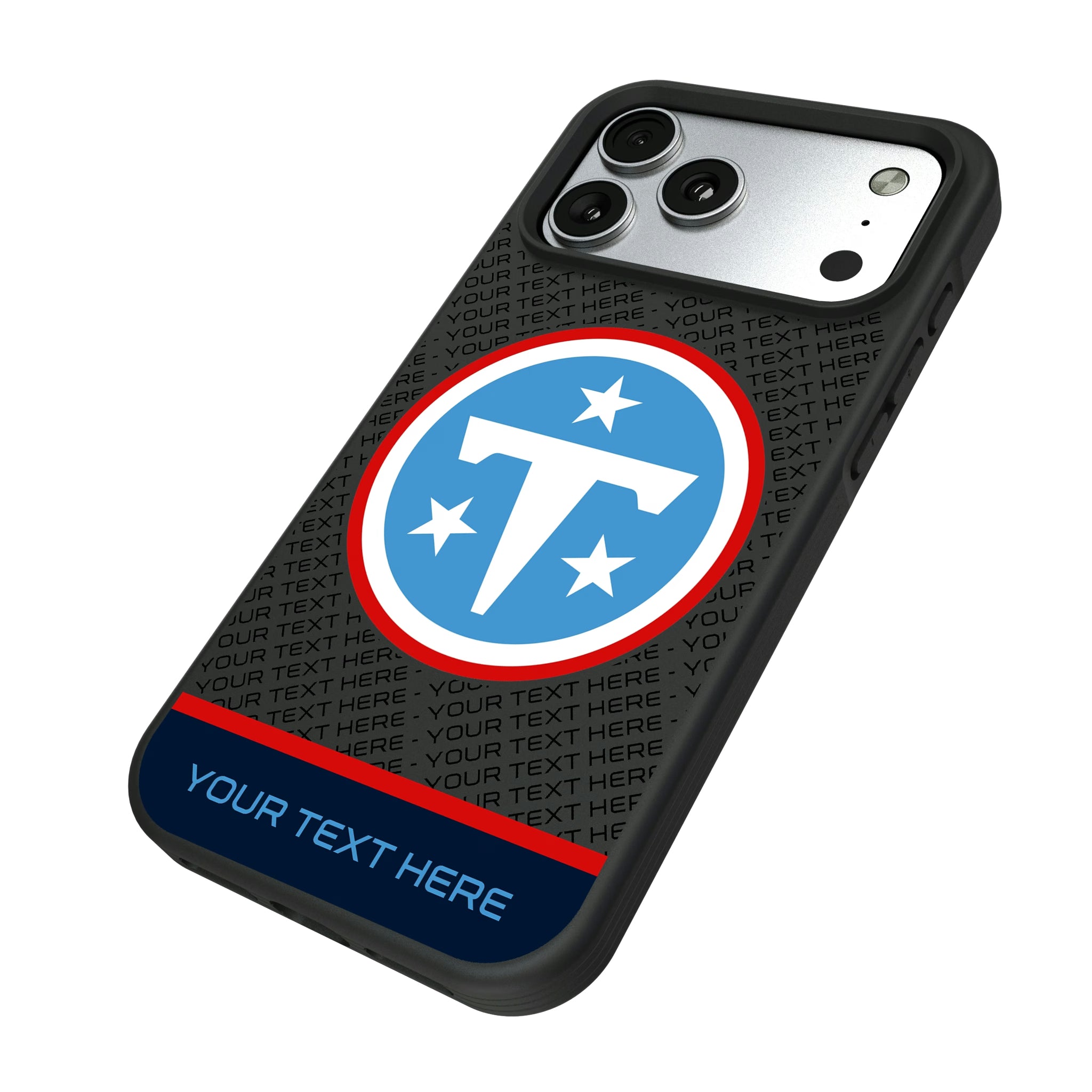 Tennessee Titans Personalized EndZone Plus iPhone Bump Phone Case for Apple iPhone - Isometric View#Device_iPhone 17 Pro Max