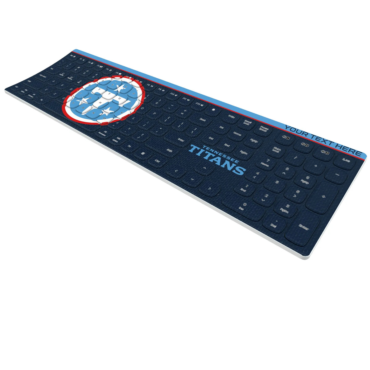 Tennessee Titans Personalized Endzone Solid KKB605 Curved Wireless Keyboard - Isometric View