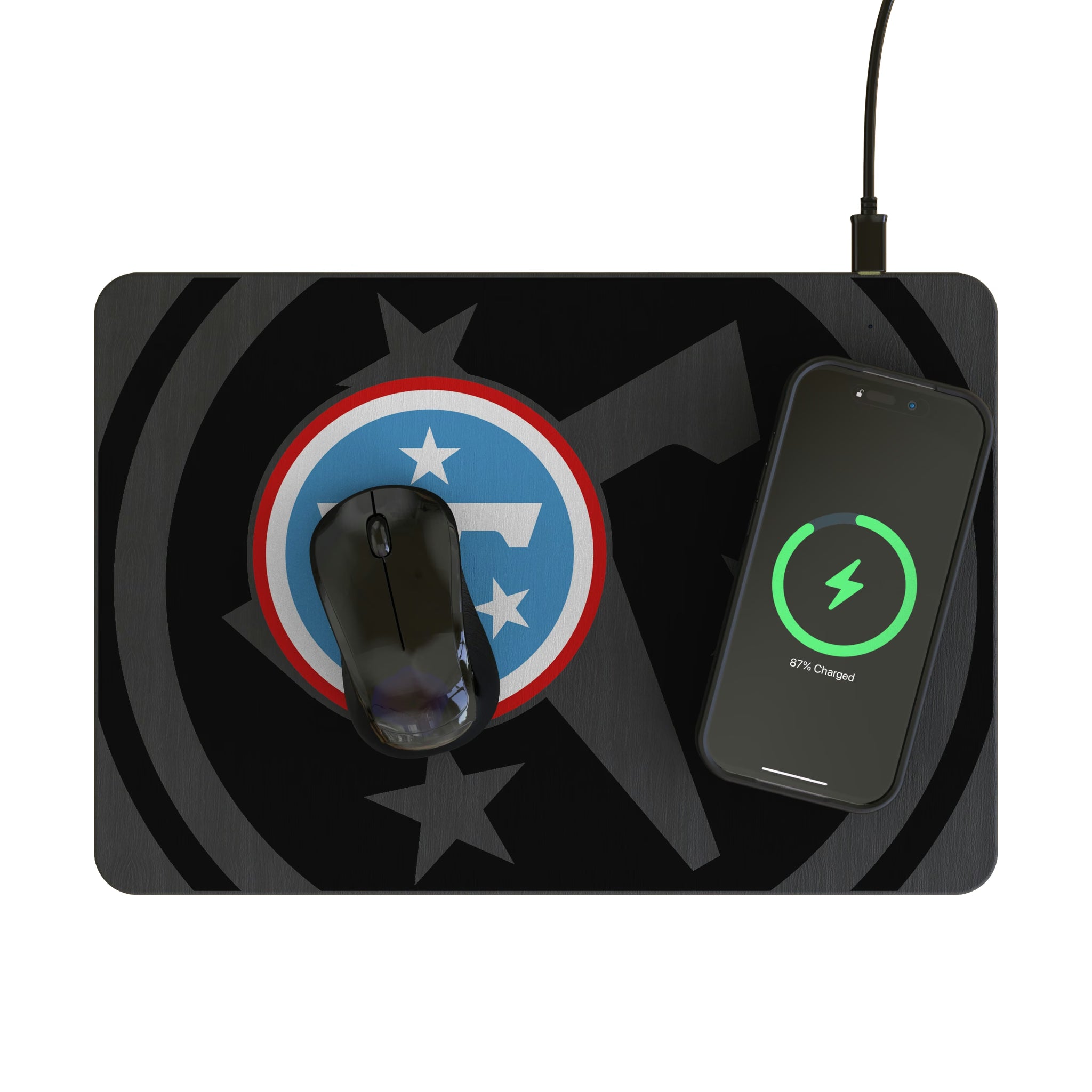 Tennessee Titans Personalized Tilt 15-Watt Wireless Charger and Mouse Pad - Lifestyle