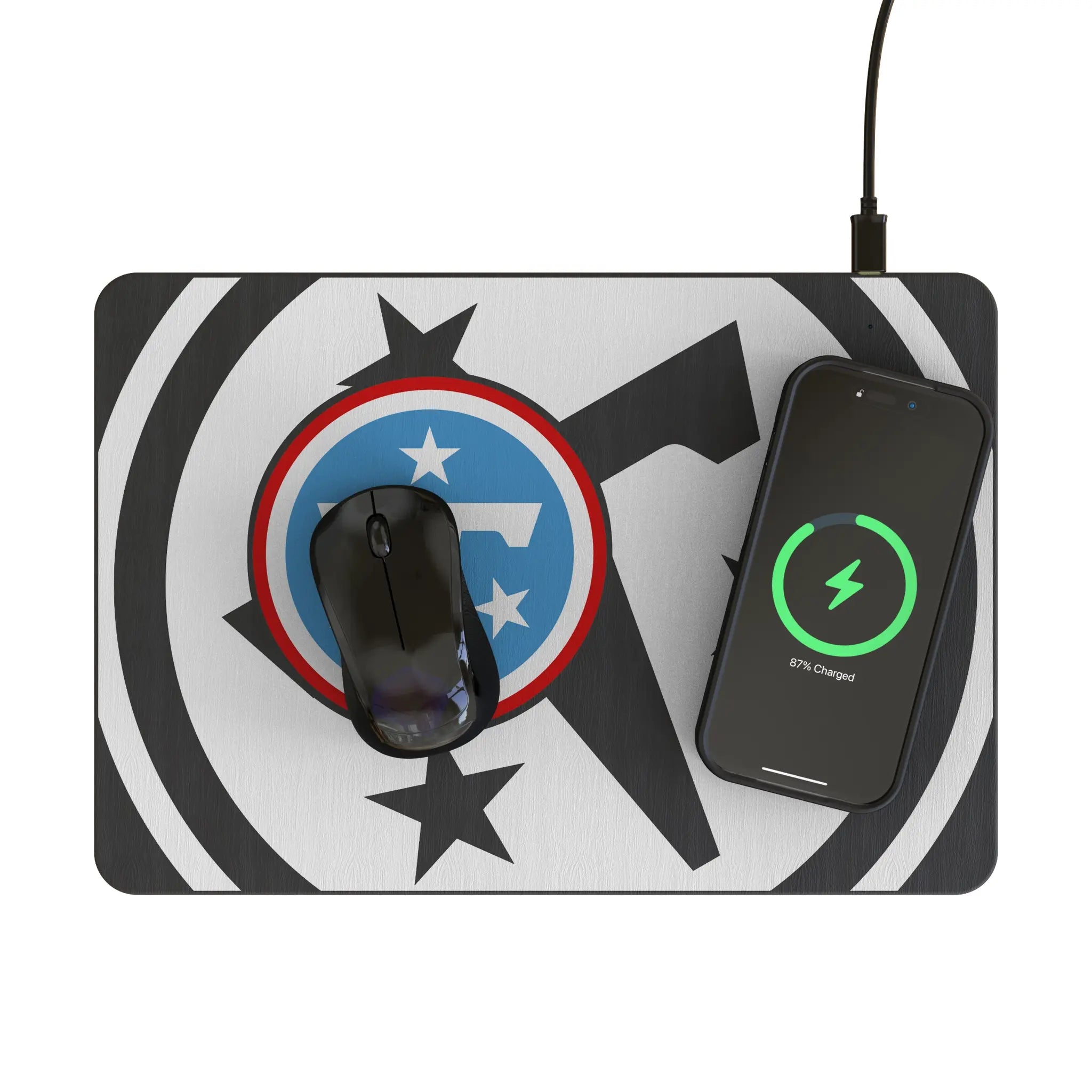 Tennessee Titans Personalized Tilt 15-Watt Wireless Charger and Mouse Pad - Lifestyle