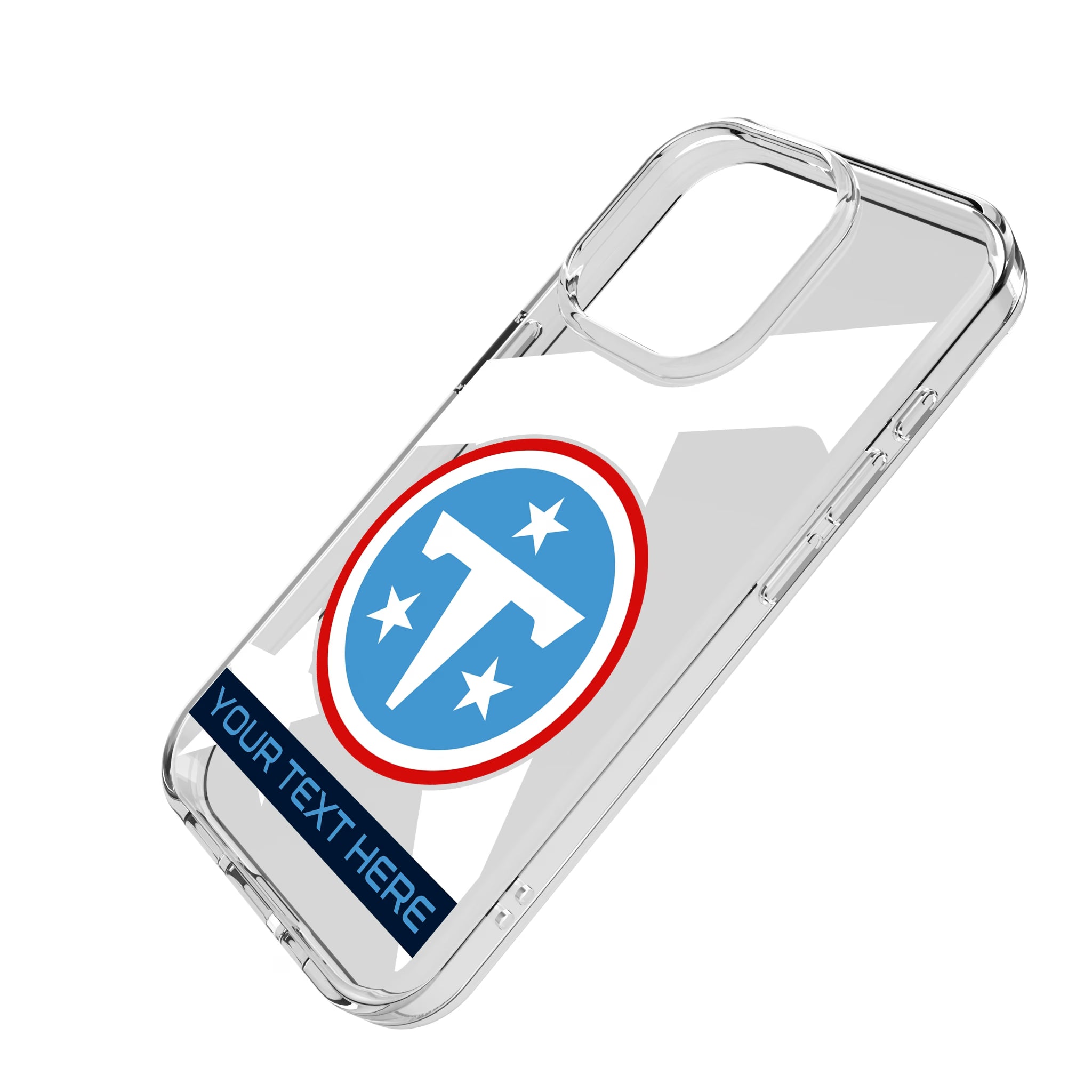 Tennessee Titans Personalized Tilt iPhone Clear Phone Case for Apple iPhone - Isometric View