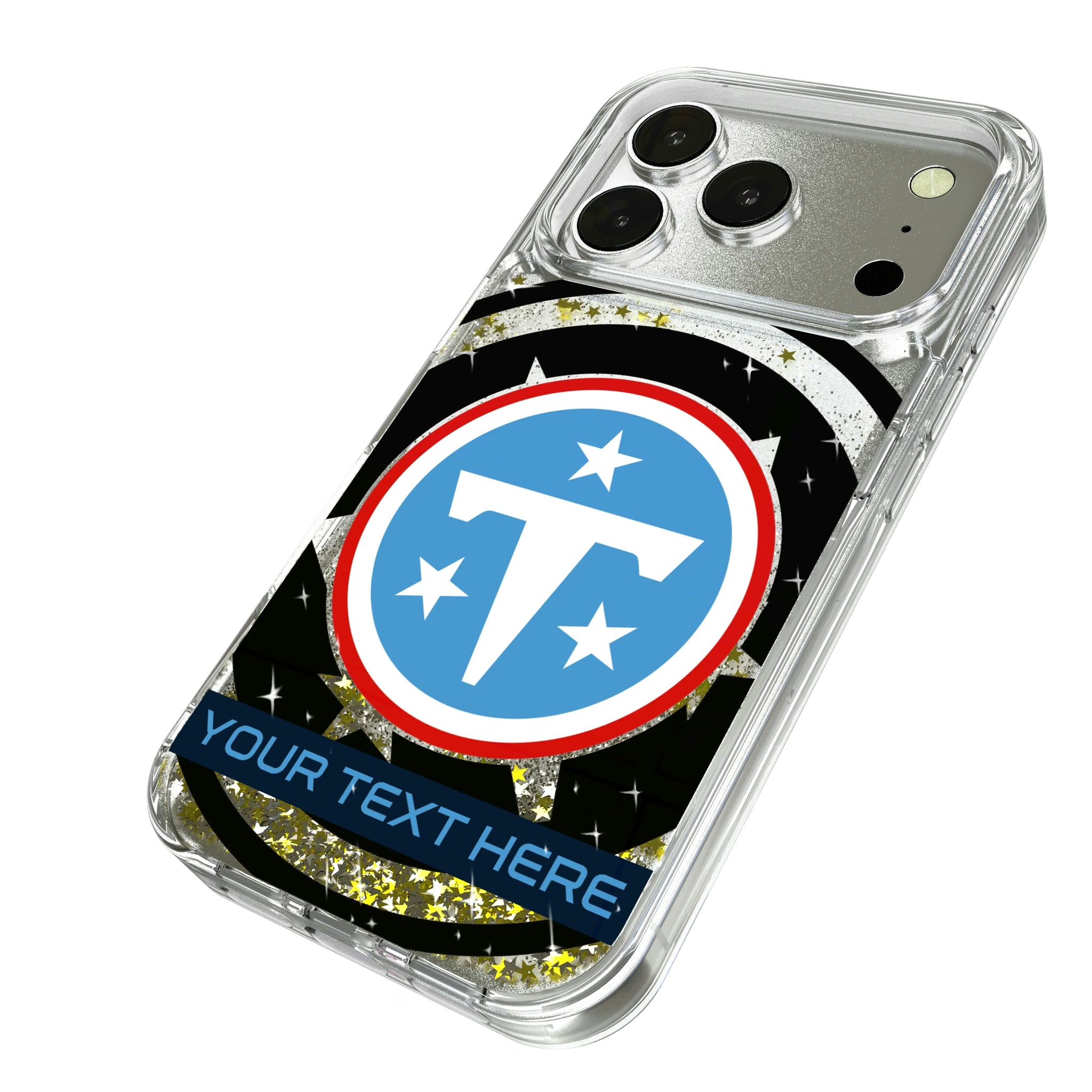 Tennessee Titans Personalized Tilt iPhone Glitter Phone Case for Apple iPhone - Isometric View