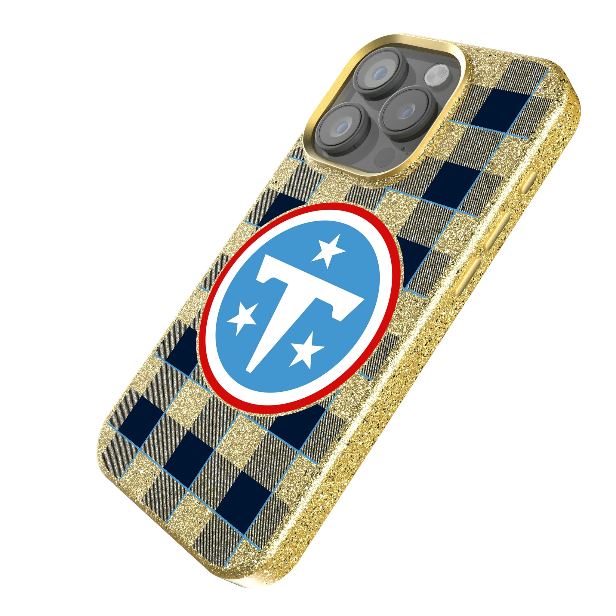 Tennessee Titans Plaid iPhone Bling Phone Case for Apple iPhone - Isometric View