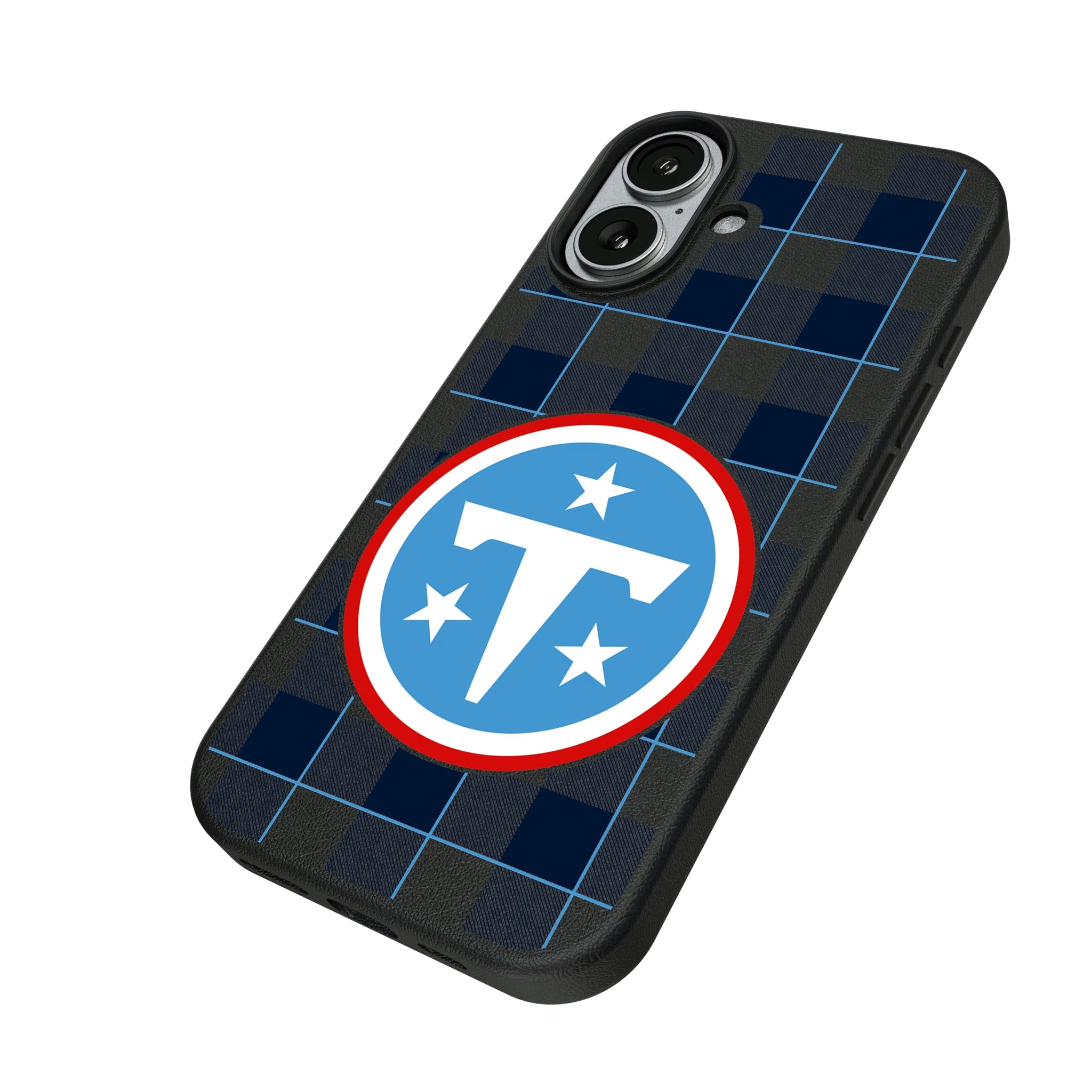 Tennessee Titans Plaid iPhone MagSafe Compatible Phone Case for Apple iPhone - Isometric View#Device_iPhone 17