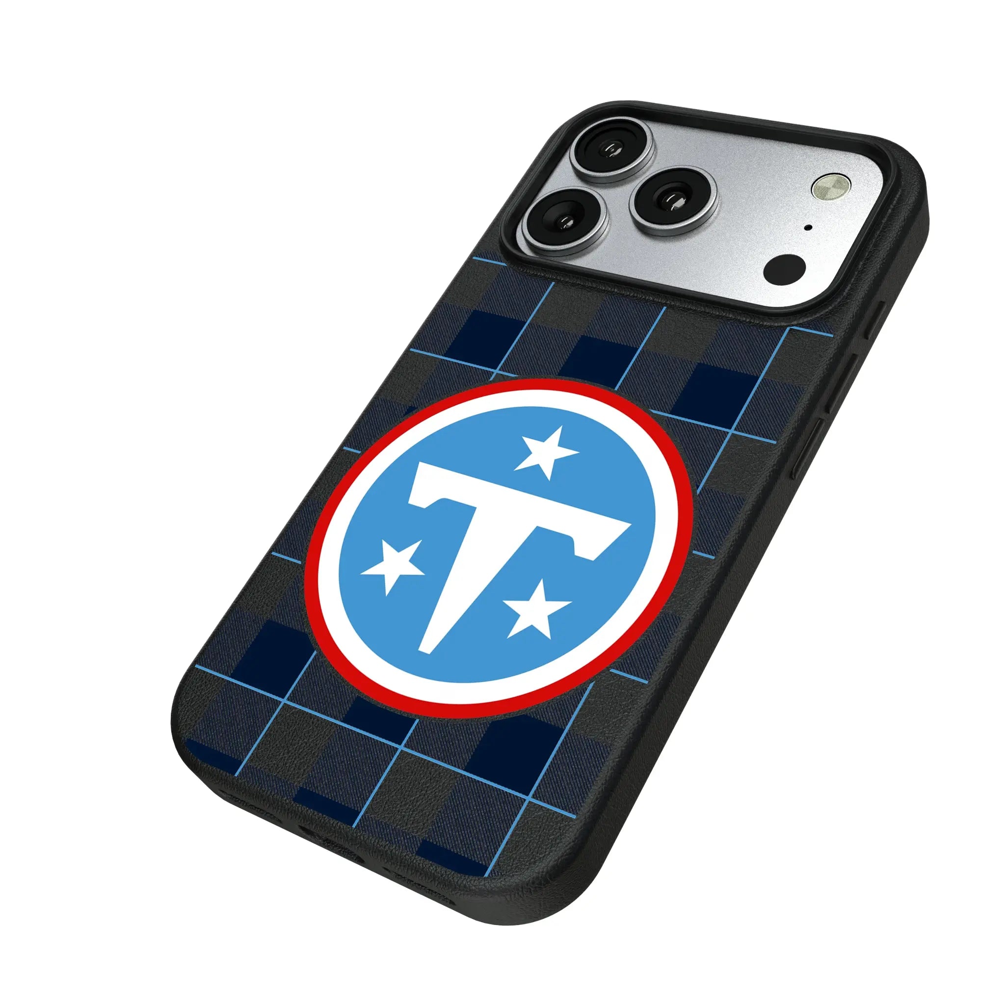 Tennessee Titans Plaid iPhone MagSafe Compatible Phone Case for Apple iPhone - Isometric View#Device_iPhone 17 Pro