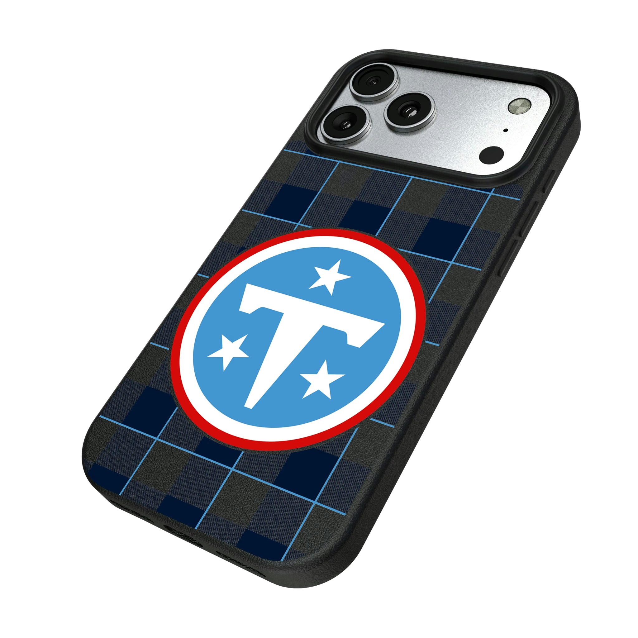 Tennessee Titans Plaid iPhone MagSafe Compatible Phone Case for Apple iPhone - Isometric View#Device_iPhone 17 Pro Max