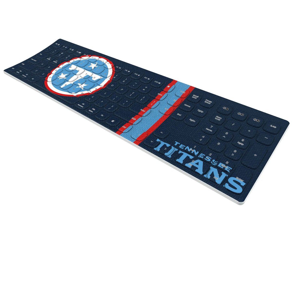 Tennessee Titans Stripe KKB605 Curved Wireless Keyboard - Isometric View