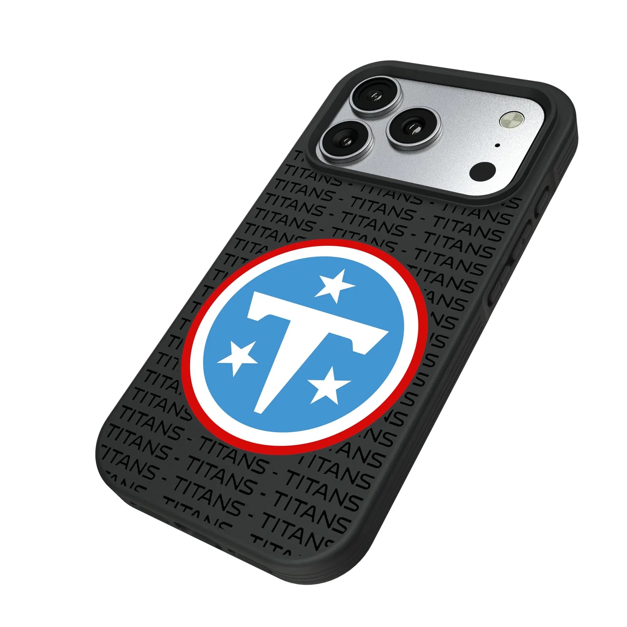 Tennessee Titans Text Backdrop iPhone Bump Phone Case for Apple iPhone - Isometric View#Device_iPhone 17 Pro