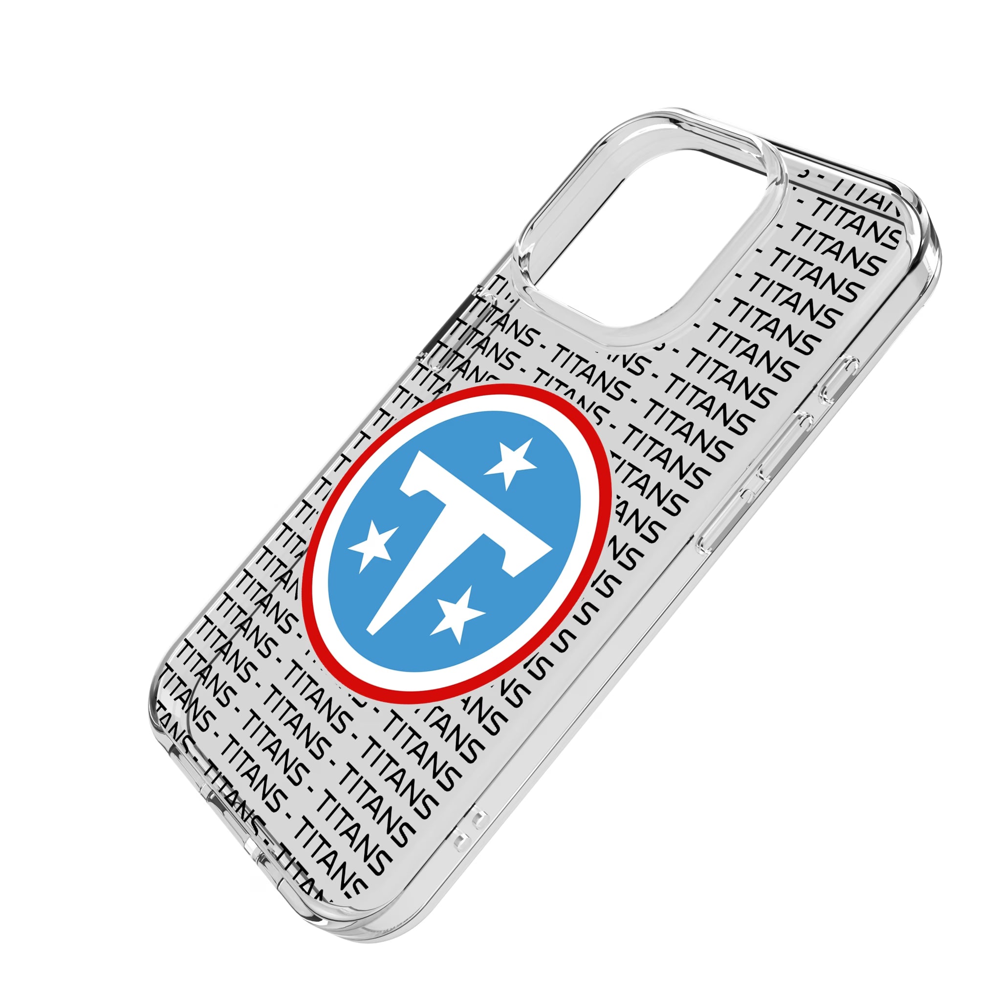 Tennessee Titans Text Backdrop iPhone Clear Phone Case for Apple iPhone - Isometric View