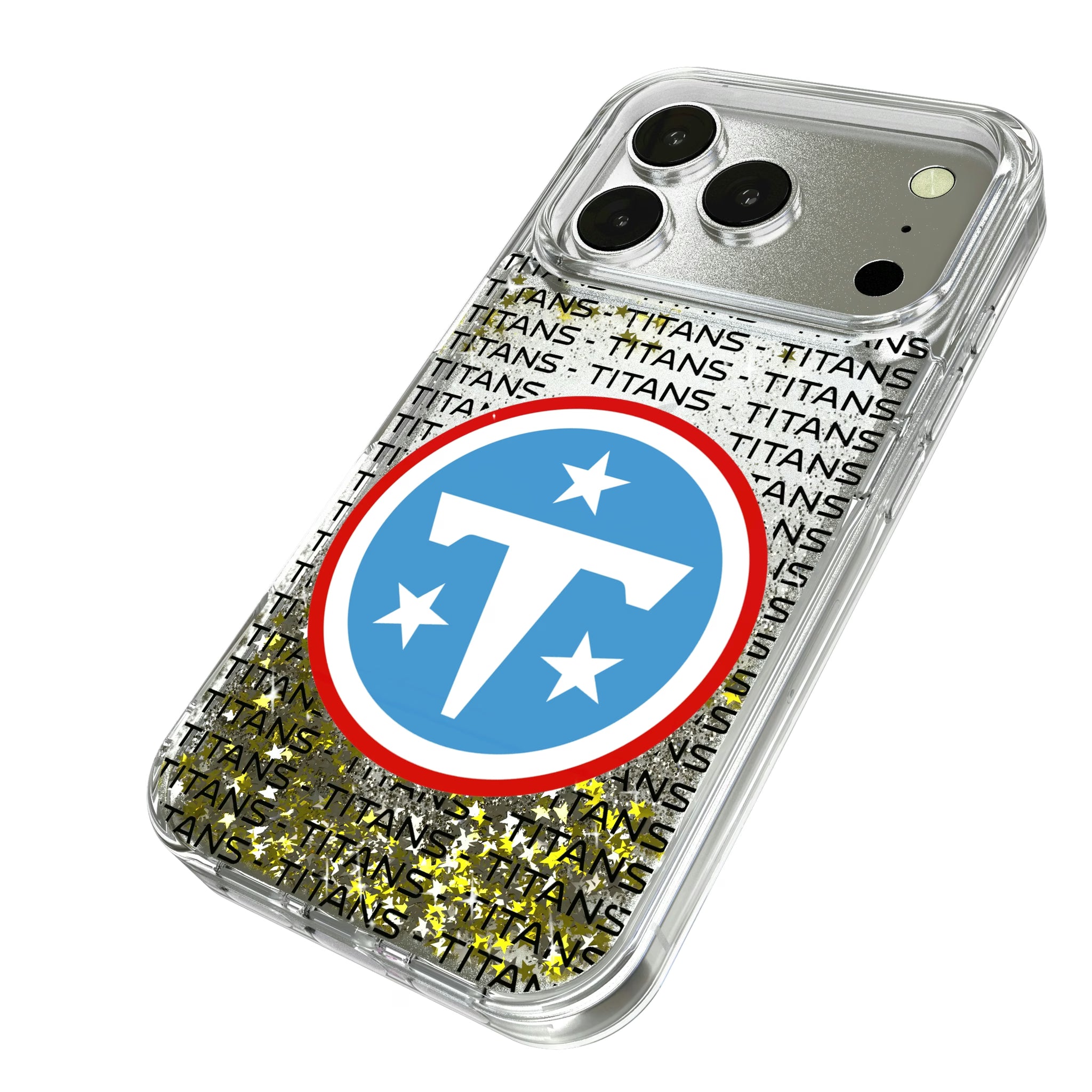 Tennessee Titans Text Backdrop iPhone Glitter Phone Case for Apple iPhone - Isometric View