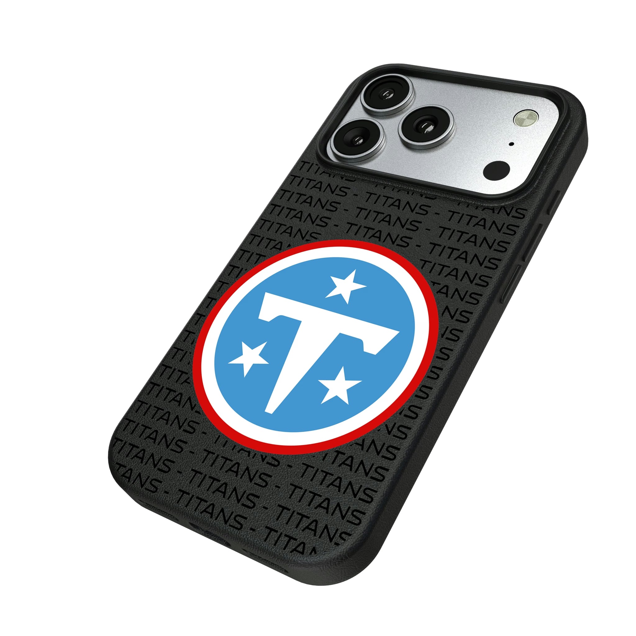 Tennessee Titans Text Backdrop iPhone MagSafe Compatible Phone Case for Apple iPhone - Isometric View#Device_iPhone 17 Pro