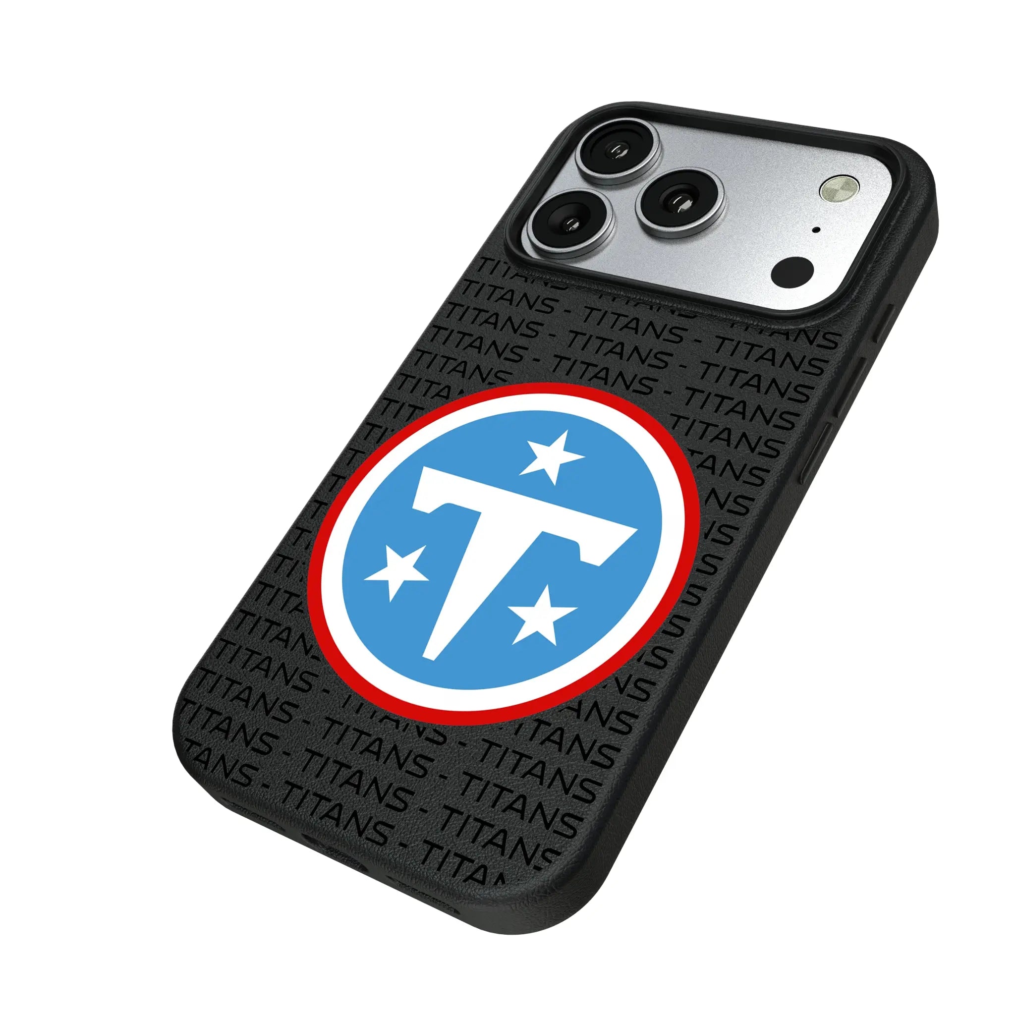 Tennessee Titans Text Backdrop iPhone MagSafe Compatible Phone Case for Apple iPhone - Isometric View#Device_iPhone 17 Pro