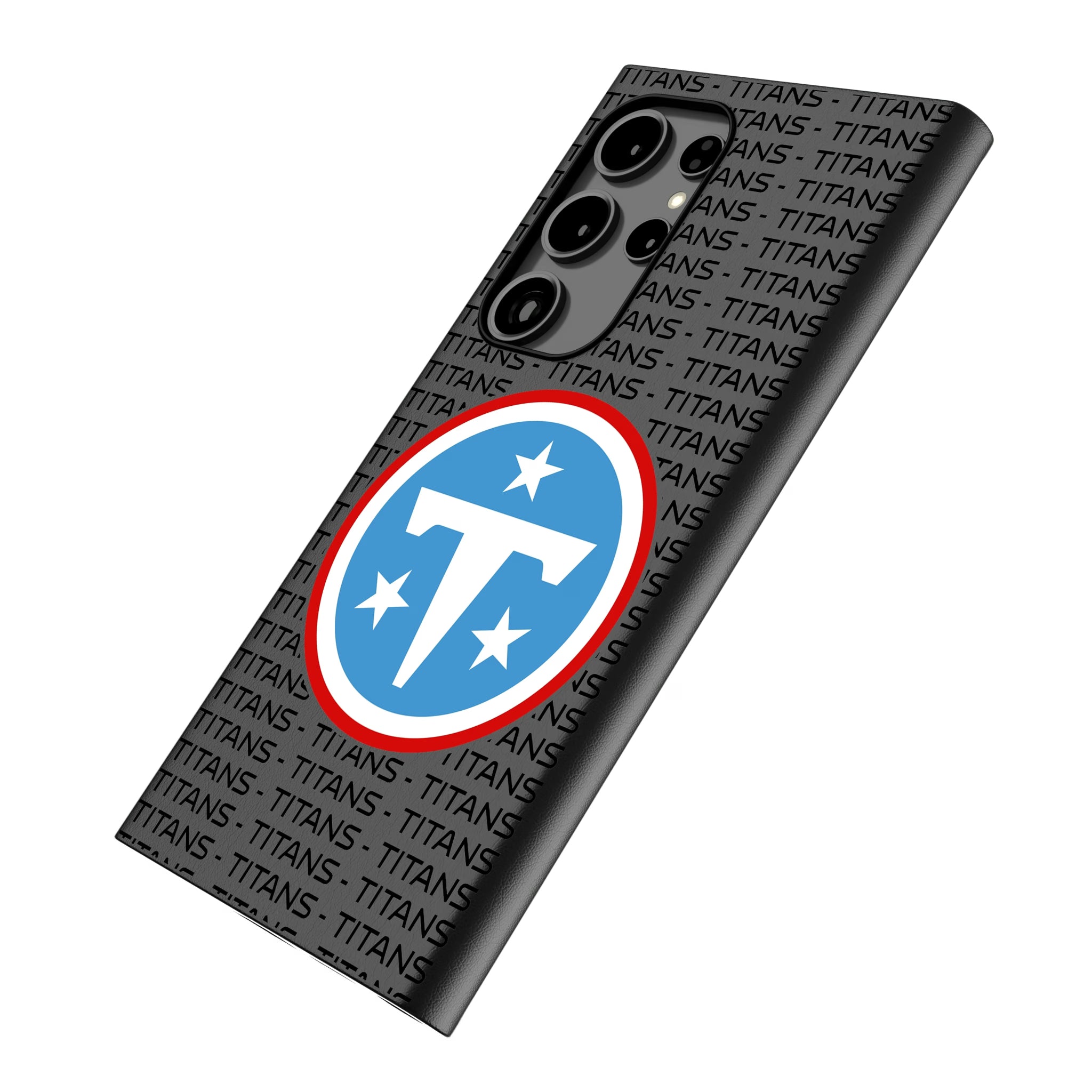 Tennessee Titans Text Backdrop Galaxy MagSafe Compatible Phone Case for Samsung Galaxy - Isometric View