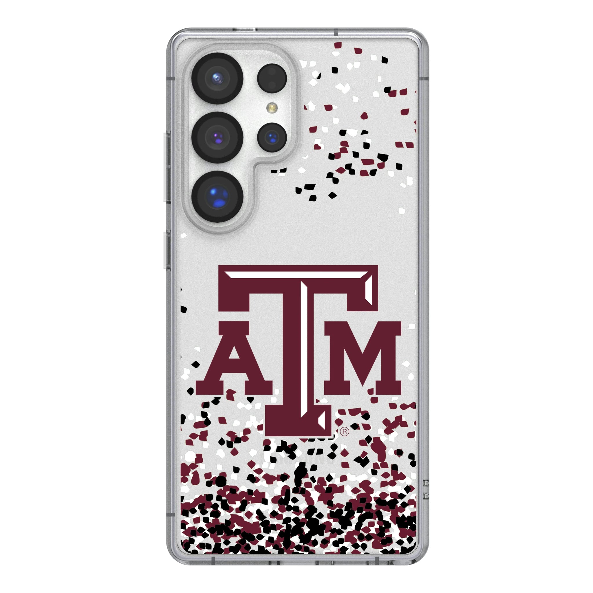 Texas A&M University Aggies Confetti Galaxy Clear Phone Case for Samsung Galaxy