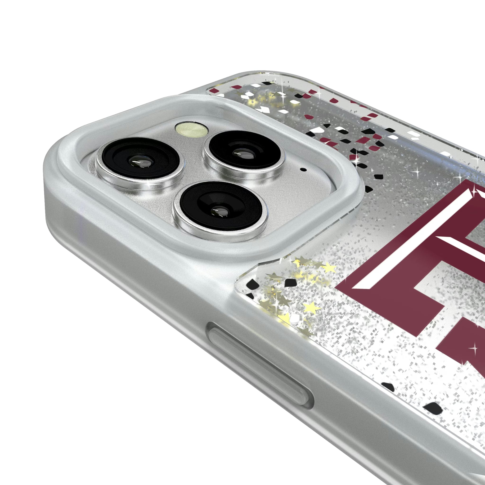 Texas A&M University Aggies Confetti iPhone Glitter Phone Case for Apple iPhone - Detail#Device_iPhone 16 Pro