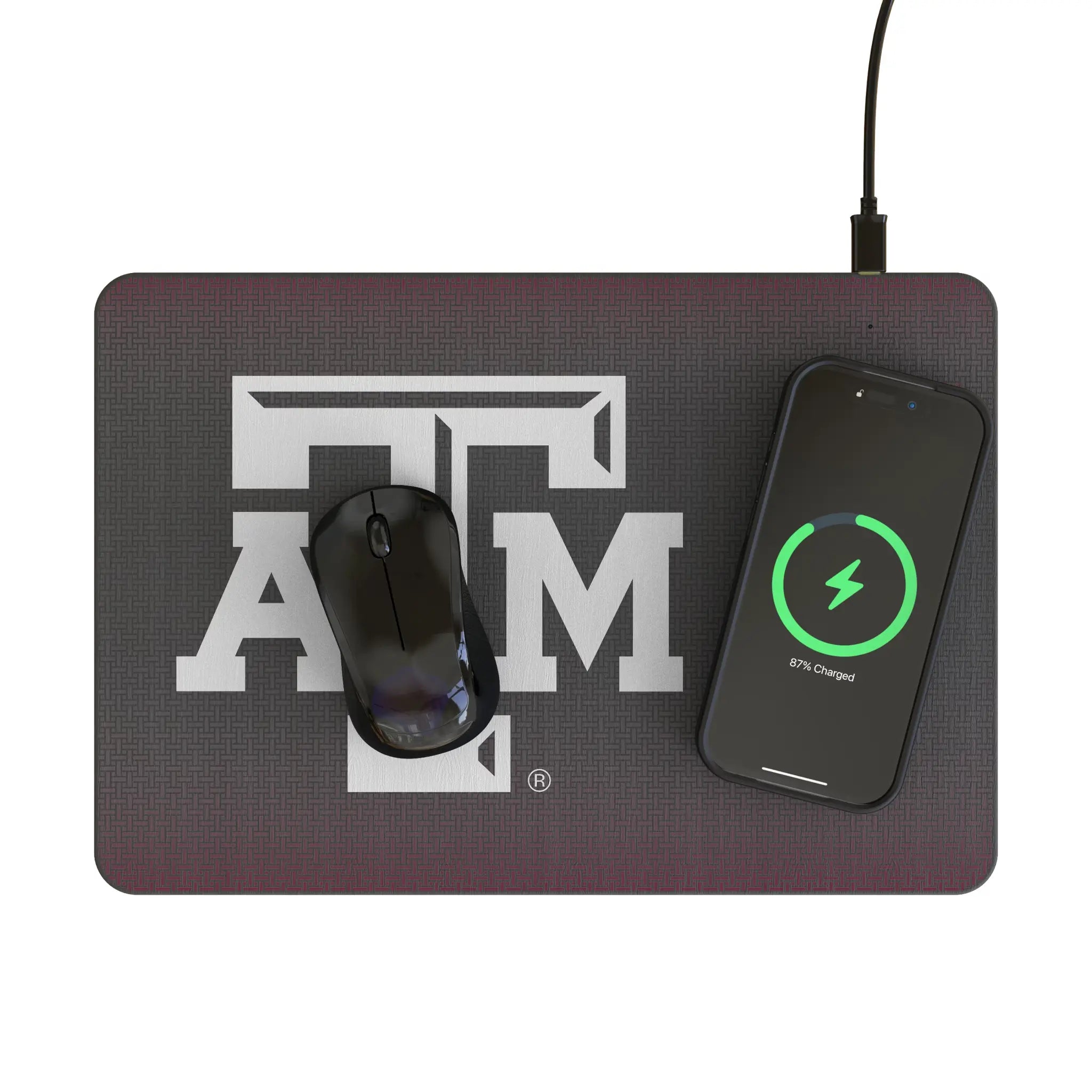 Texas A&M University Aggies Linen 15-Watt Wireless Charger and Mouse Pad - Lifestyle