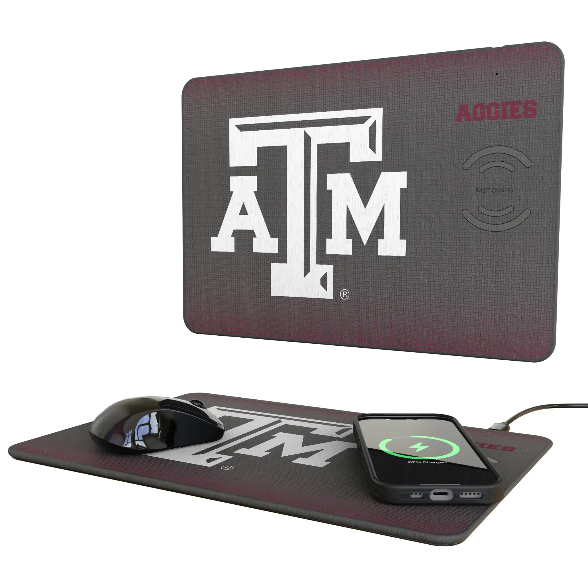 Texas A&M University Aggies Linen 15-Watt Wireless Charger and Mouse Pad