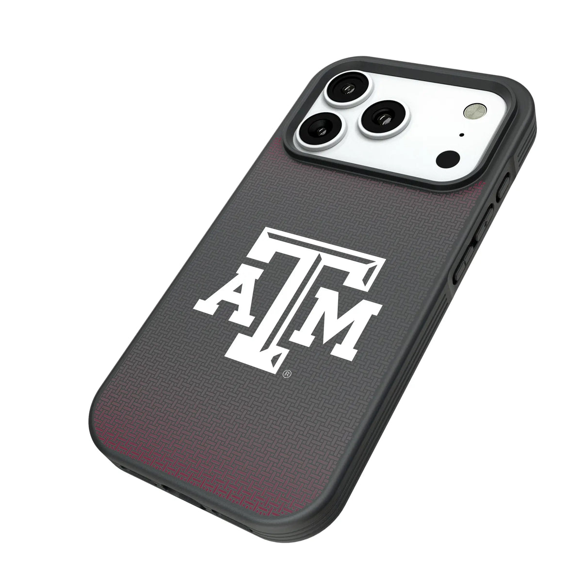 Texas A&M University Aggies Linen iPhone Bump Phone Case for Apple iPhone - Isometric View#Device_iPhone 18 Pro
