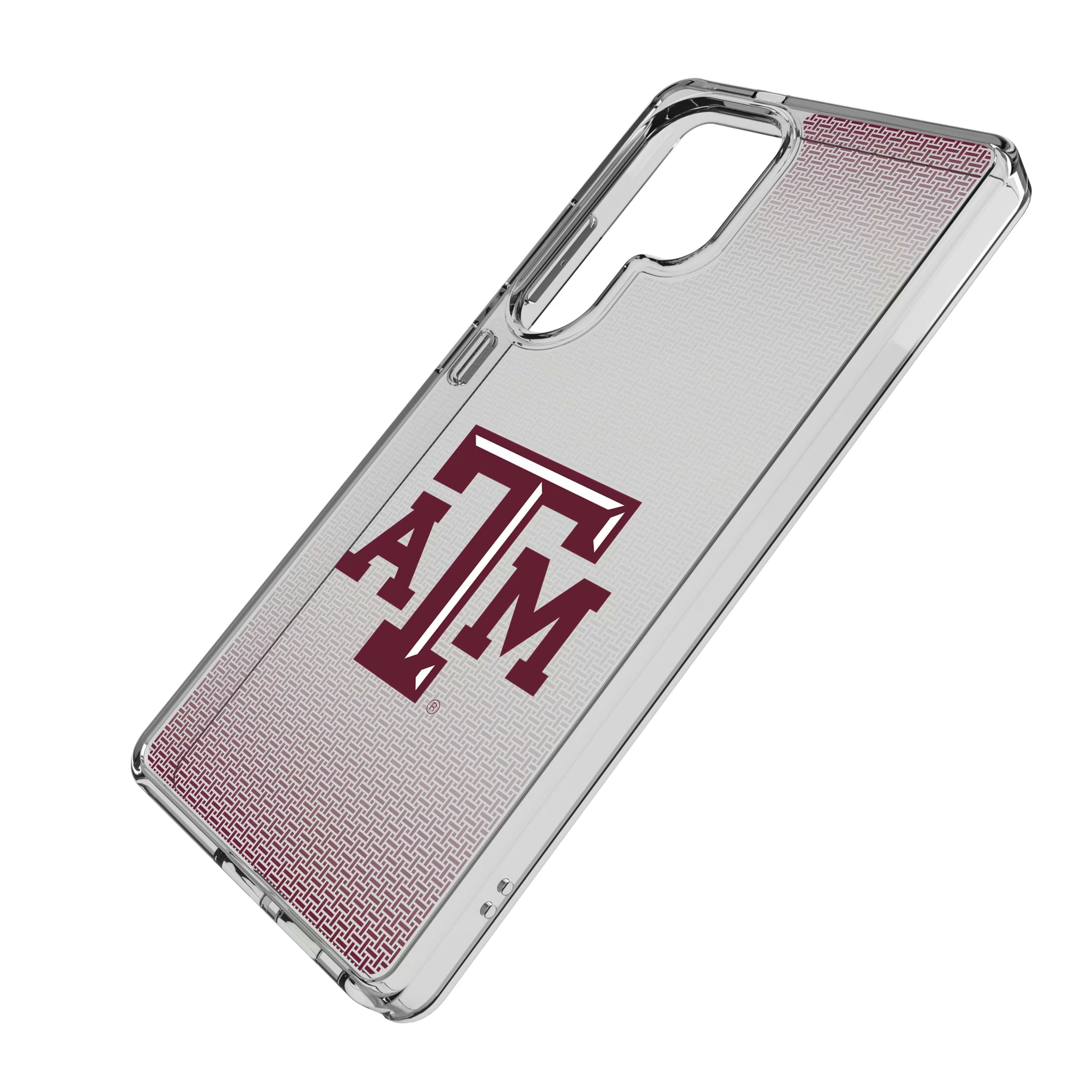Texas A&M University Aggies Linen Galaxy Clear Phone Case for Samsung Galaxy - Isometric View