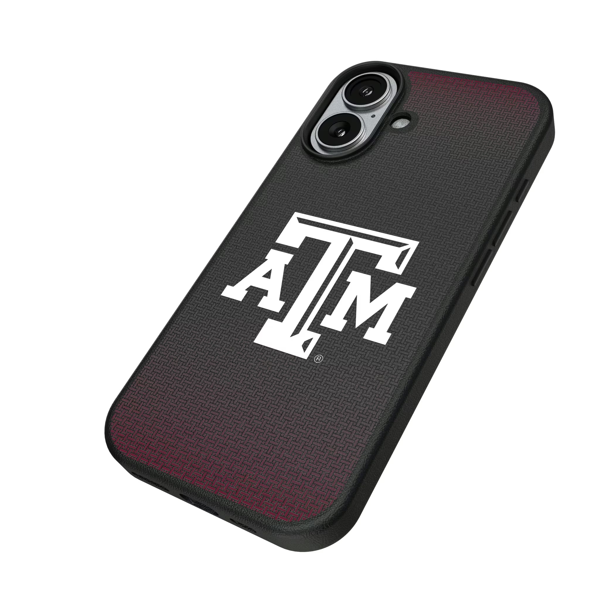 Texas A&M University Aggies Linen iPhone MagSafe Compatible Phone Case for Apple iPhone - Isometric View#Device_iPhone 17