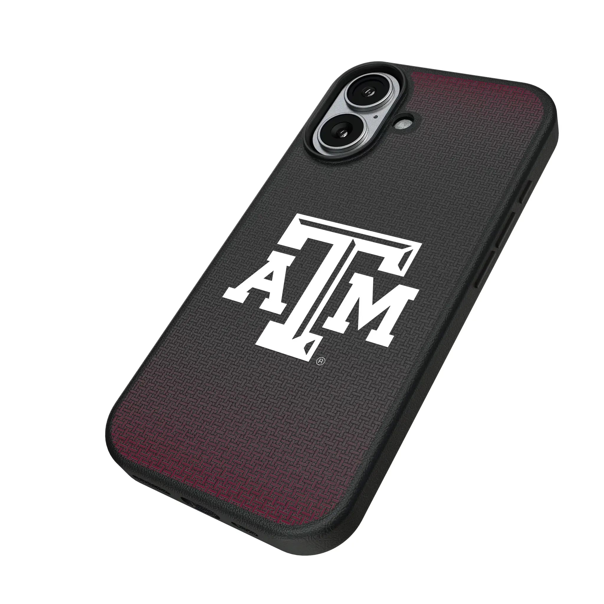 Texas A&M University Aggies Linen iPhone MagSafe Compatible Phone Case for Apple iPhone - Isometric View#Device_iPhone 17