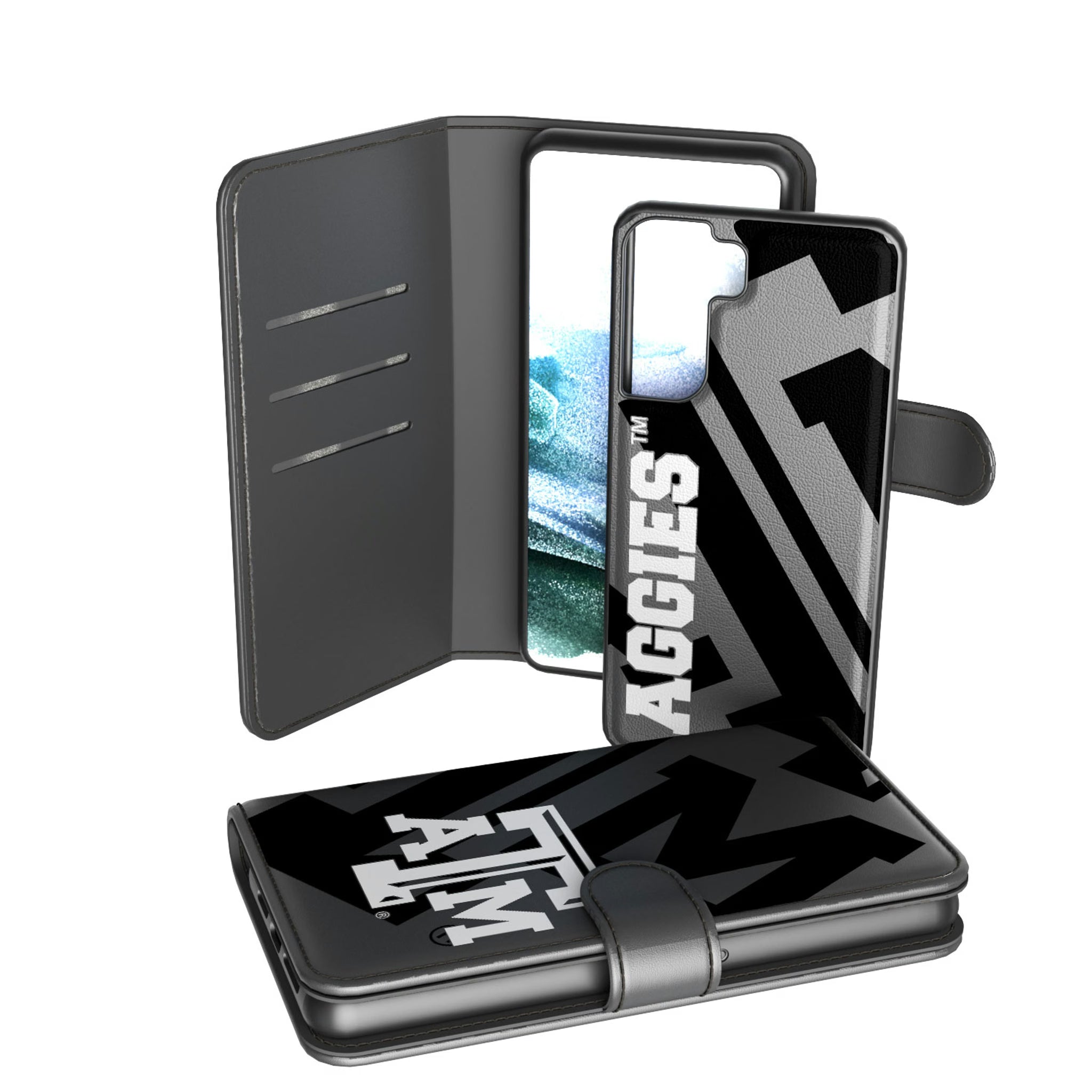 Texas A&M University Aggies Monocolor Tilt Galaxy Wallet Phone Case for Samsung Galaxy