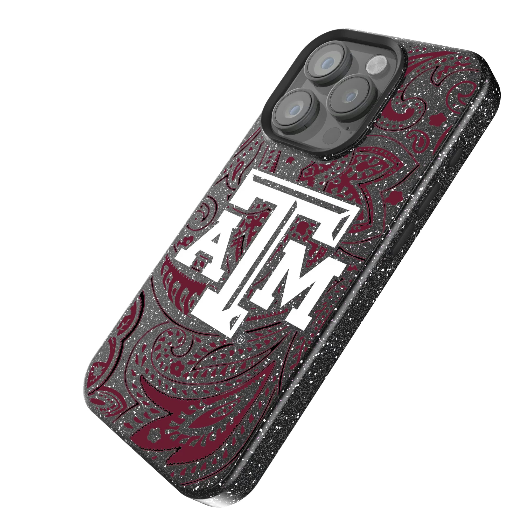 Texas A&M University Aggies Paisley iPhone Bling Phone Case for Apple iPhone - Isometric View