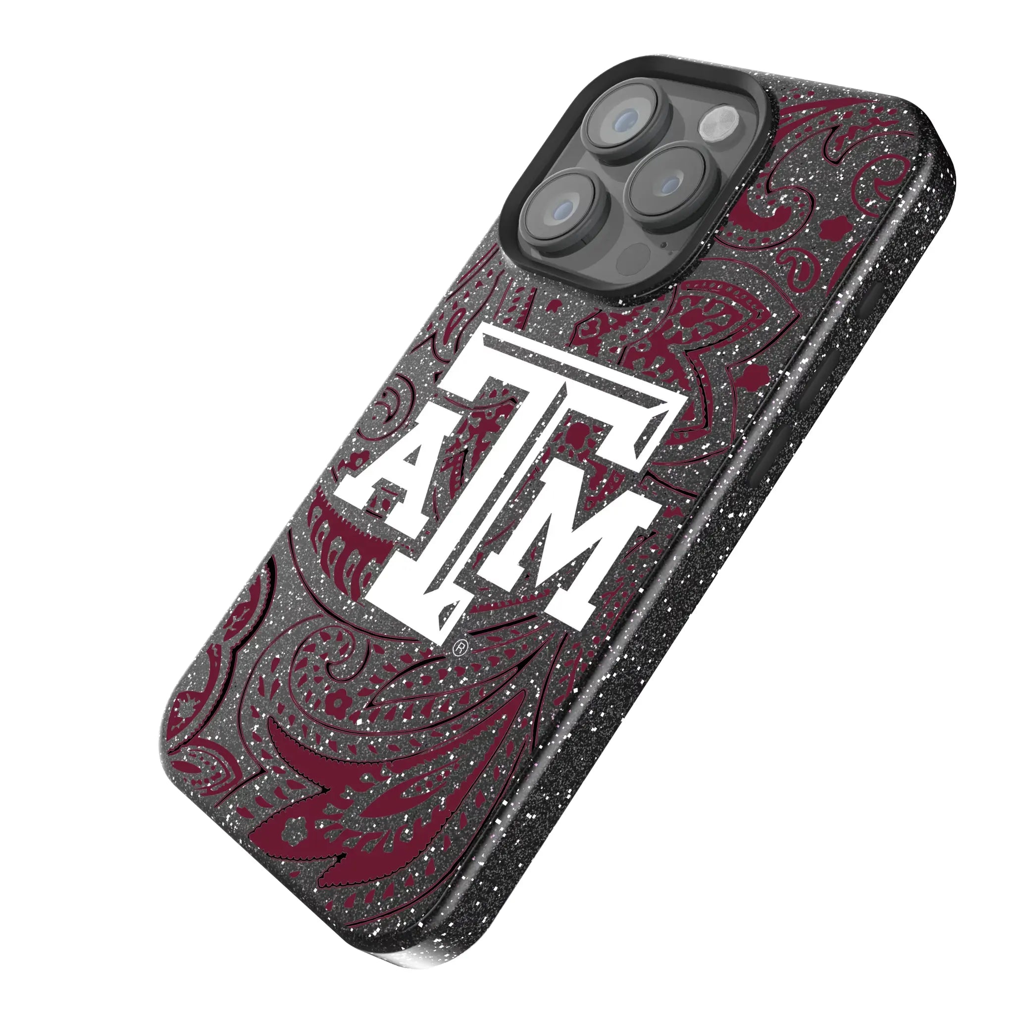 Texas A&M University Aggies Paisley iPhone Bling Phone Case for Apple iPhone - Isometric View