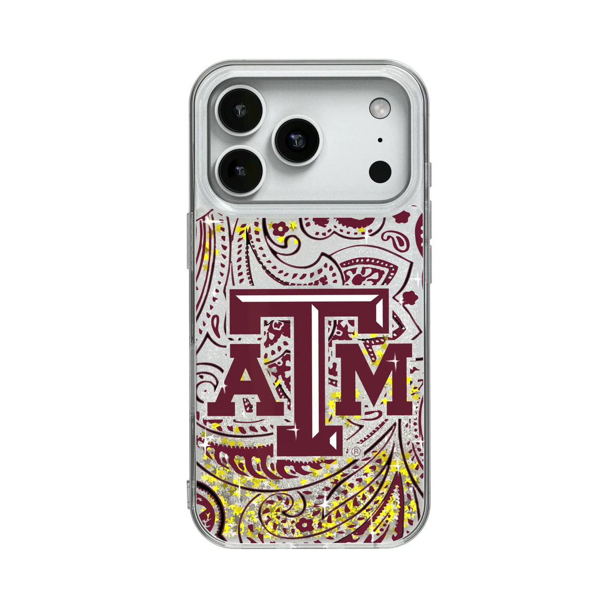 Texas A&M University Aggies Paisley Glitter Phone Case for Apple iPhone