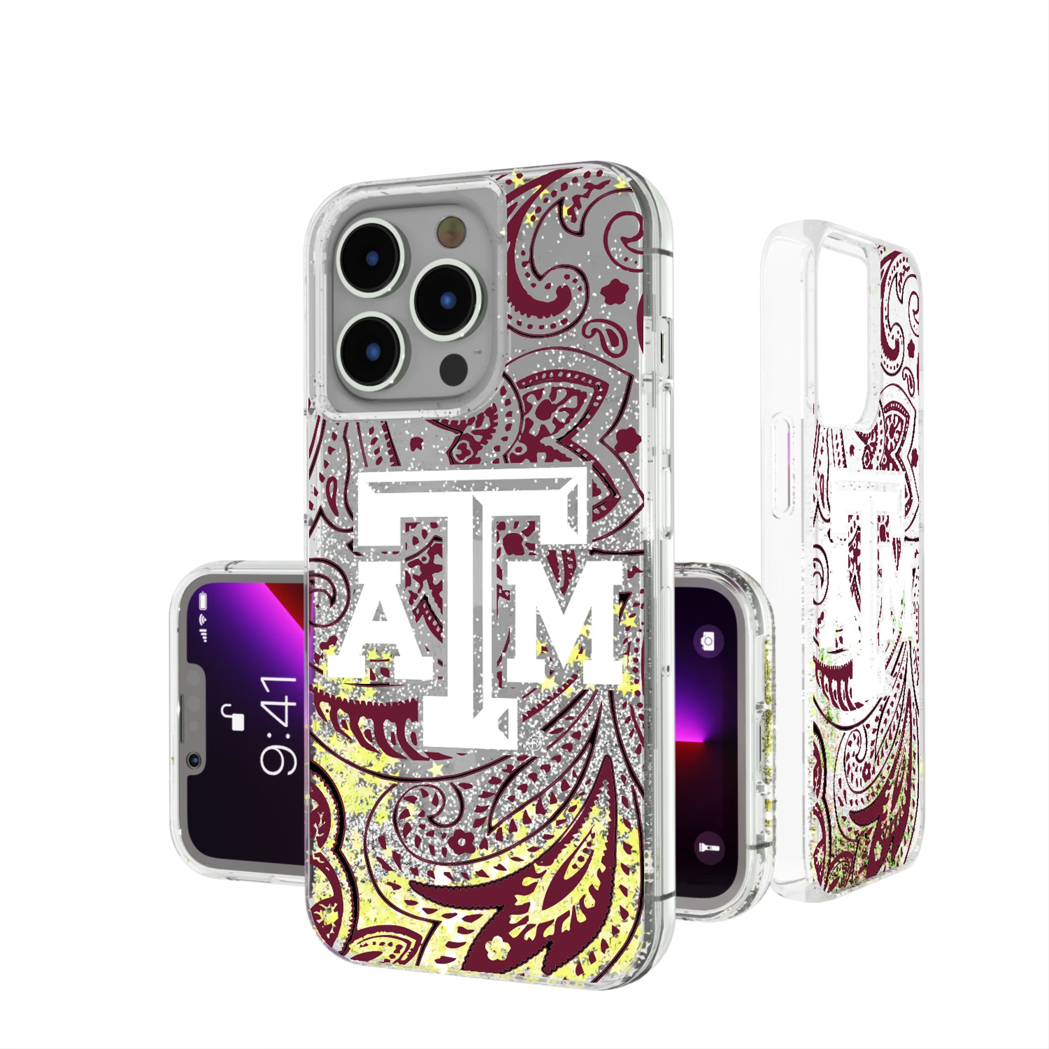 Texas A&M University Aggies Paisley iPhone Glitter Phone Case for Apple iPhone