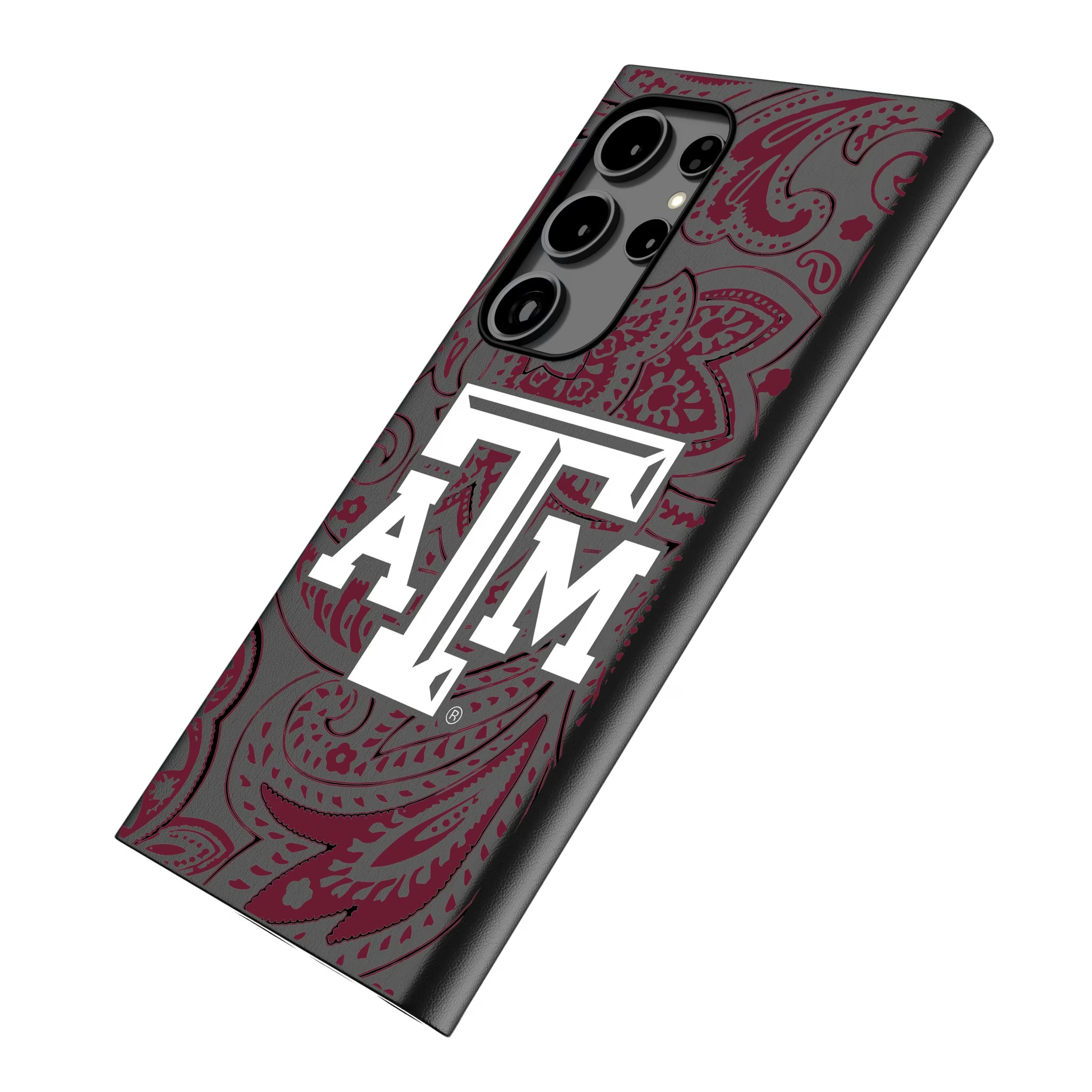 Texas A&M University Aggies Paisley Galaxy MagSafe Compatible Phone Case for Samsung Galaxy - Isometric View