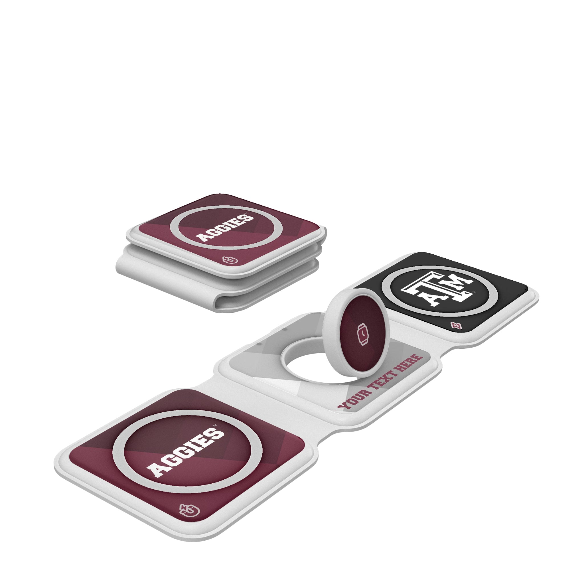 Texas A&M University Aggies Personalized Color Block Foldable 3 in 1 Charger