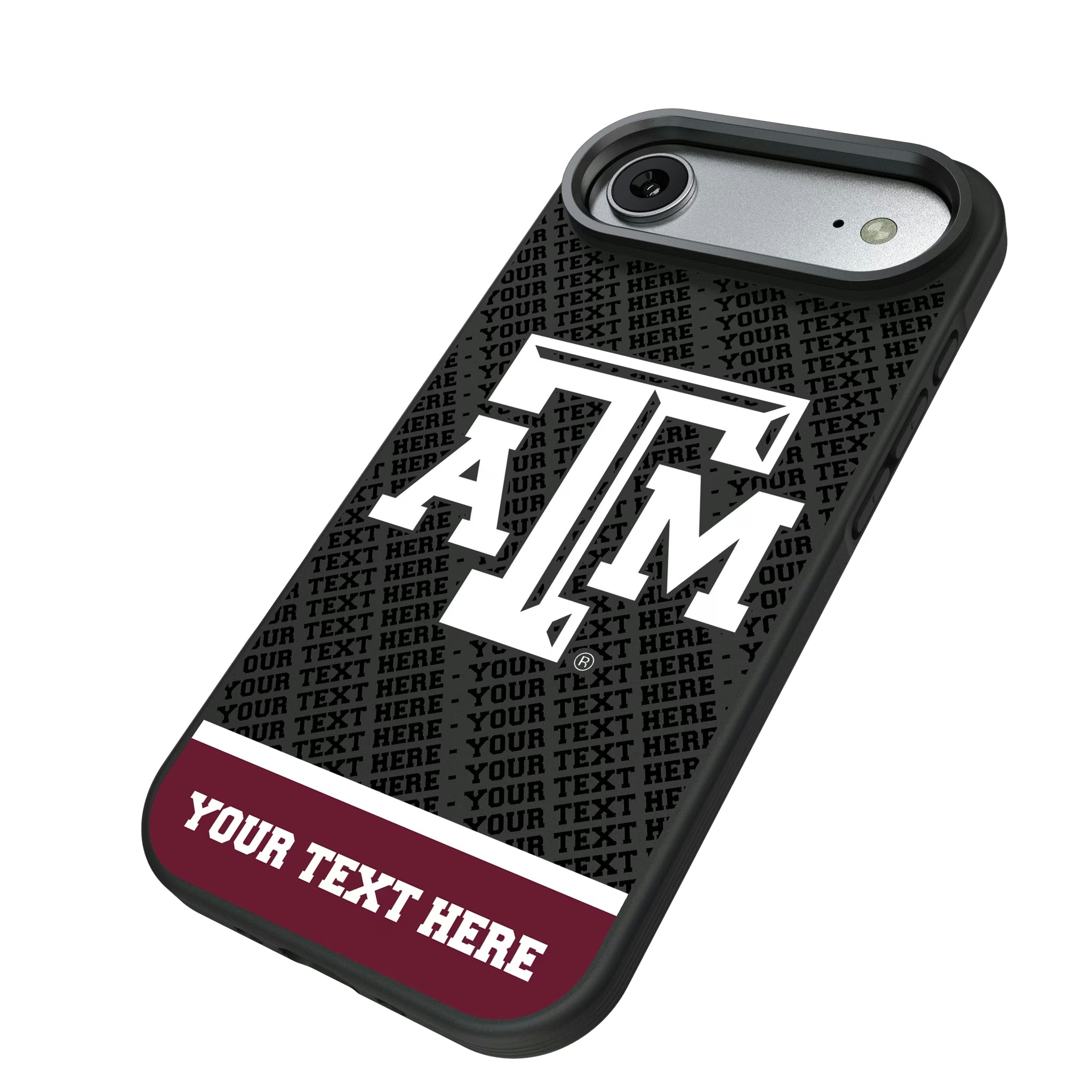 Texas A&M University Aggies Personalized EndZone Plus iPhone Bump Phone Case for Apple iPhone - Isometric View#Device_iPhone Air