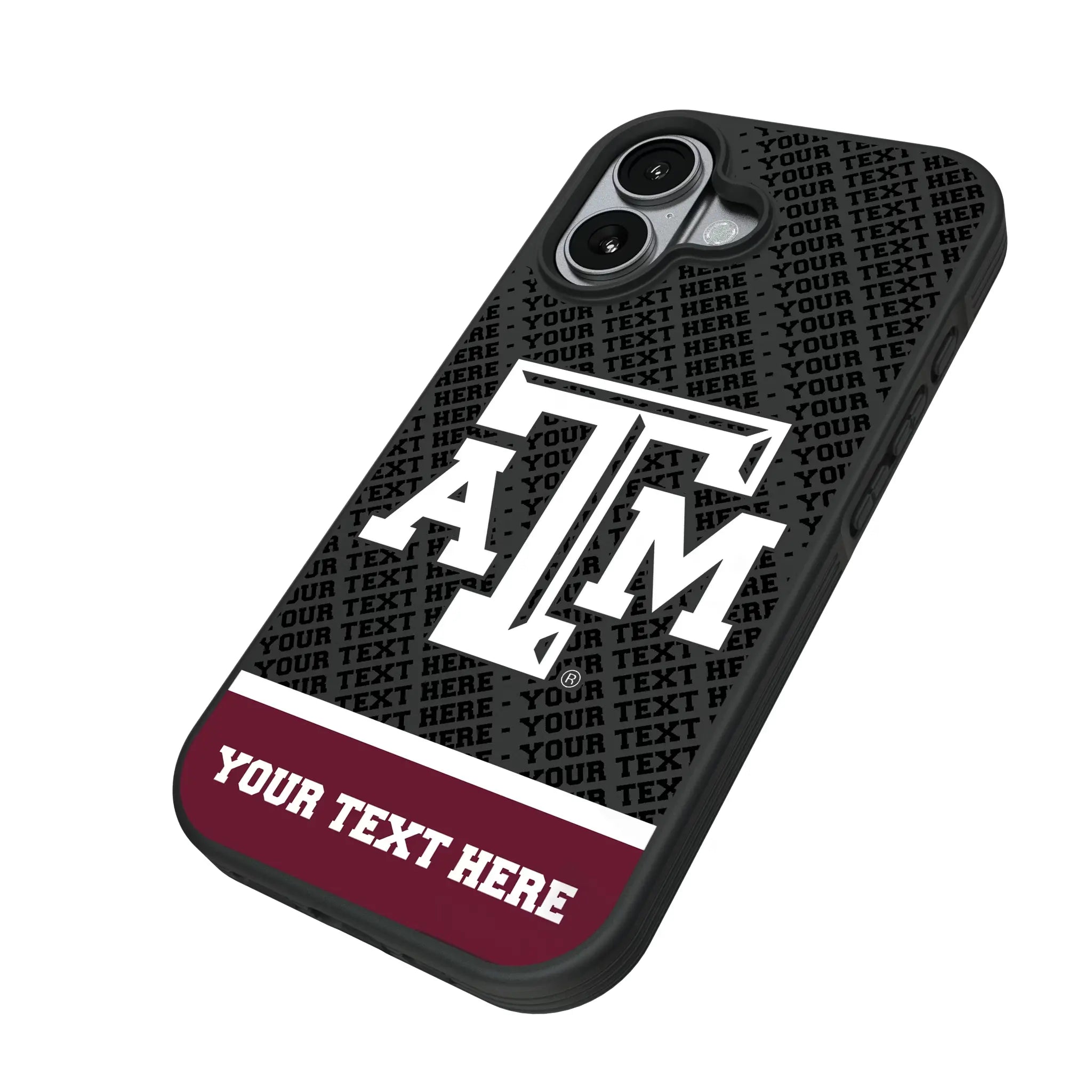 Texas A&M University Aggies Personalized EndZone Plus iPhone Bump Phone Case for Apple iPhone - Isometric View#Device_iPhone 17