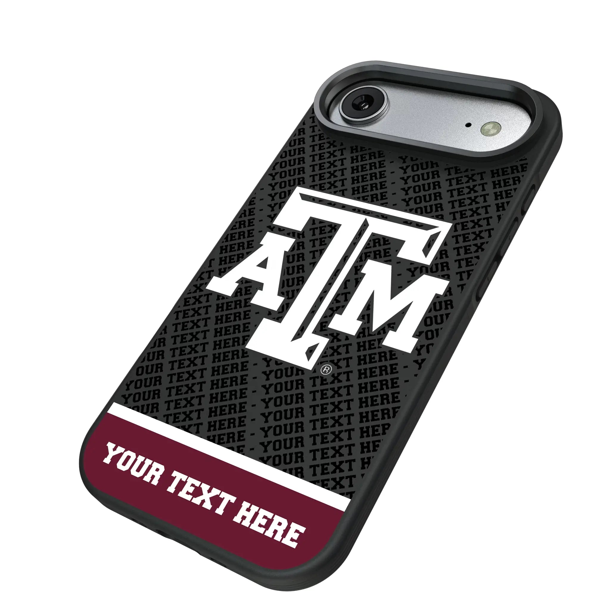 Texas A&M University Aggies Personalized EndZone Plus iPhone Bump Phone Case for Apple iPhone - Isometric View#Device_iPhone Air