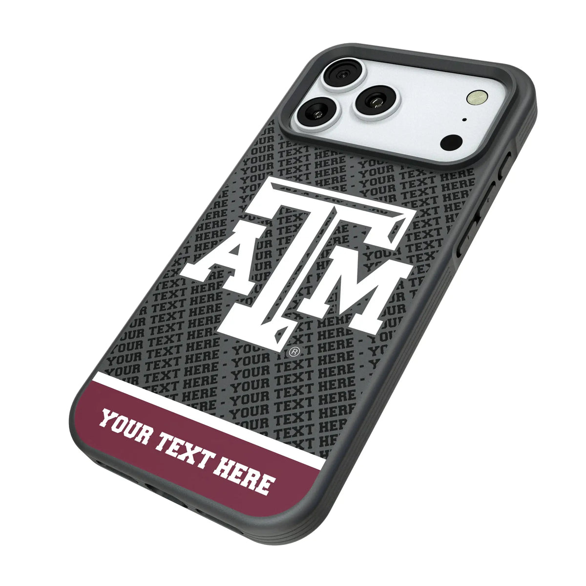 Texas A&M University Aggies Personalized EndZone Plus iPhone Bump Phone Case for Apple iPhone - Isometric View#Device_iPhone 18 Pro Max