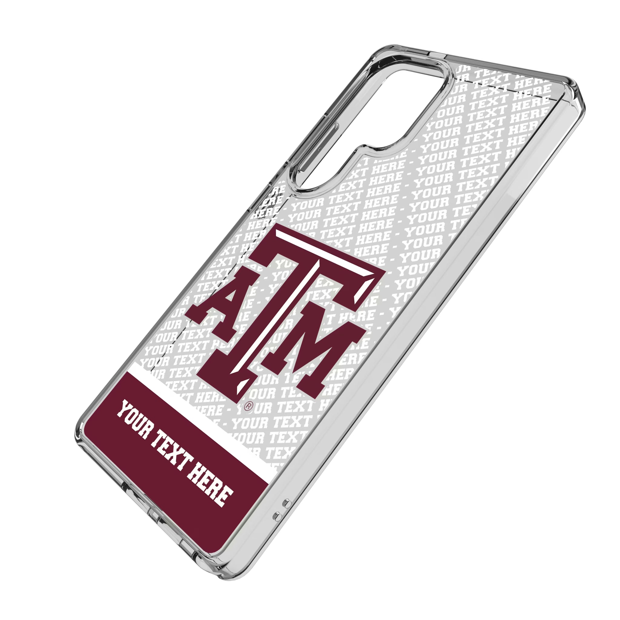 Texas A&M University Aggies Personalized EndZone Plus Galaxy Clear Phone Case for Samsung Galaxy - Isometric View