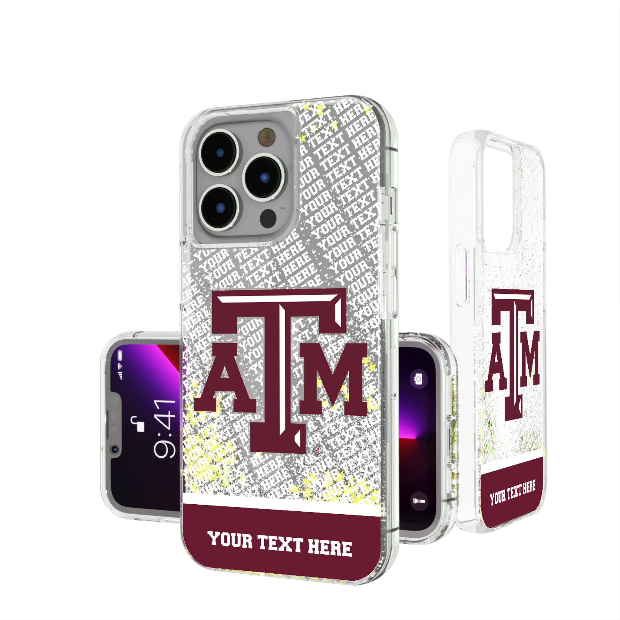 Texas A&M University Aggies Personalized EndZone Plus iPhone Glitter Phone Case for Apple iPhone