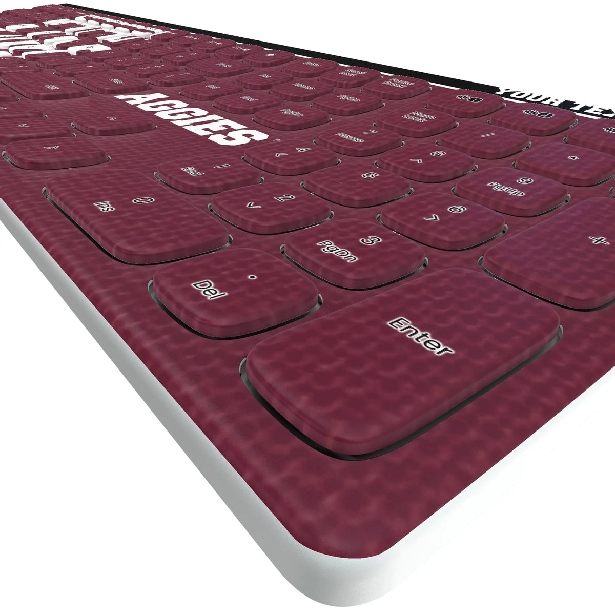 Texas A&M University Aggies Personalized Endzone Solid KKB605 Curved Wireless Keyboard - Detail