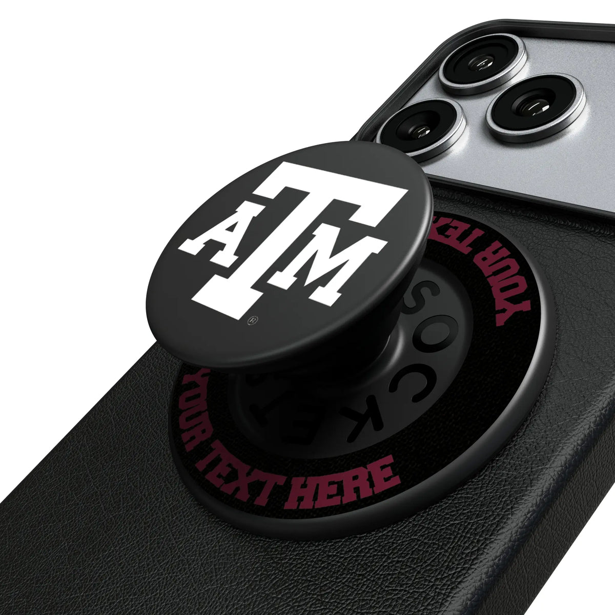 Texas A&M University Aggies Personalized Endzone Solid Popsockets Round Magnetic